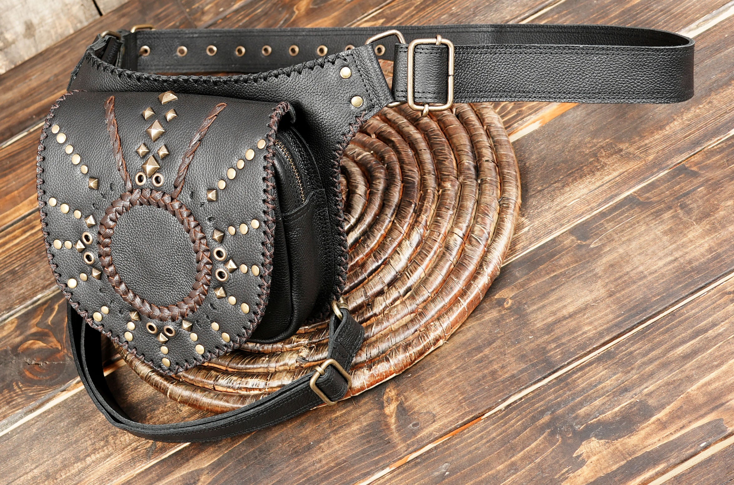 Buy Handmade Leather Thigh Bag: Hip Fanny Pack With Adjustable Strap Online in USA