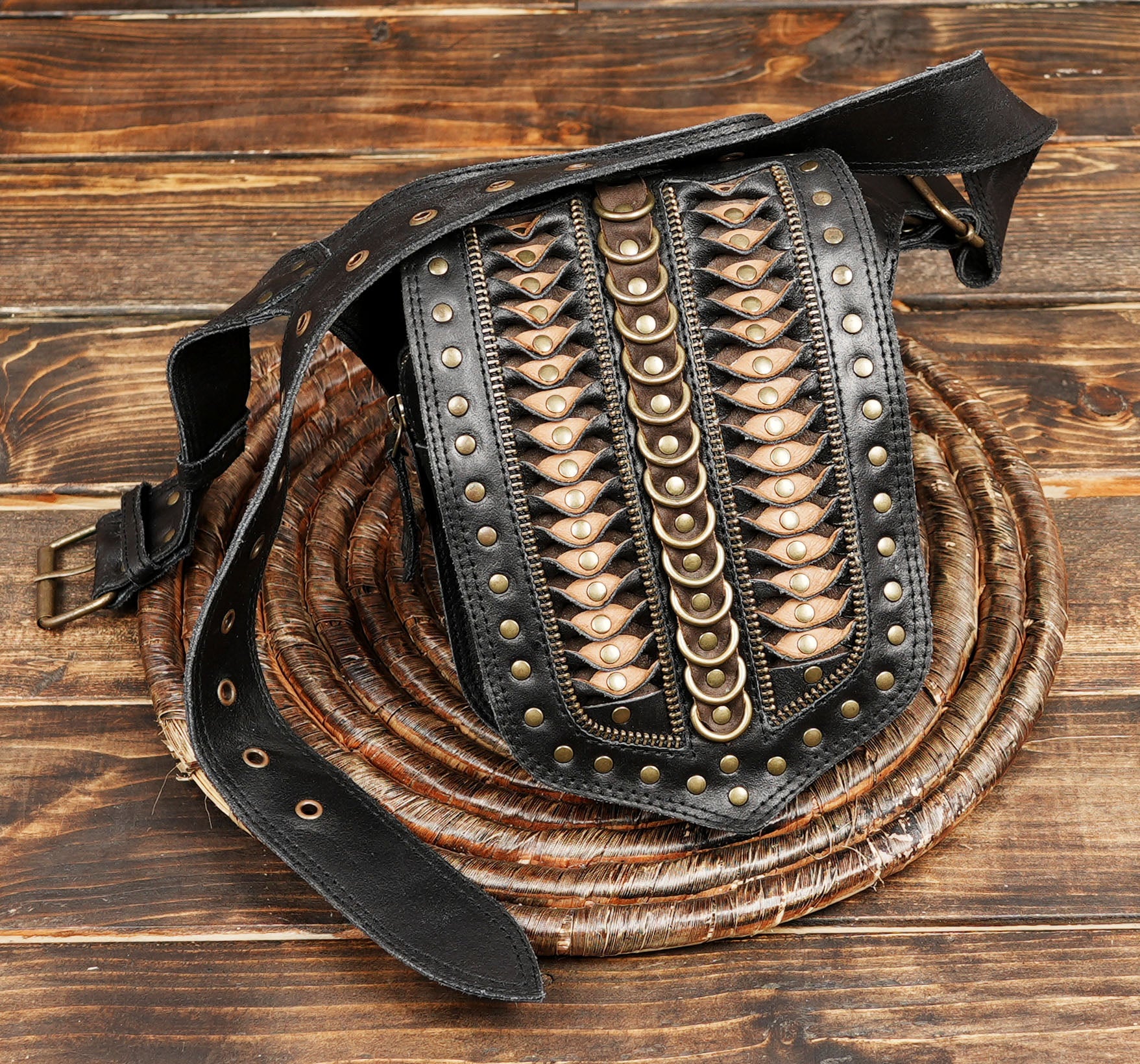 handmade leather belt bag