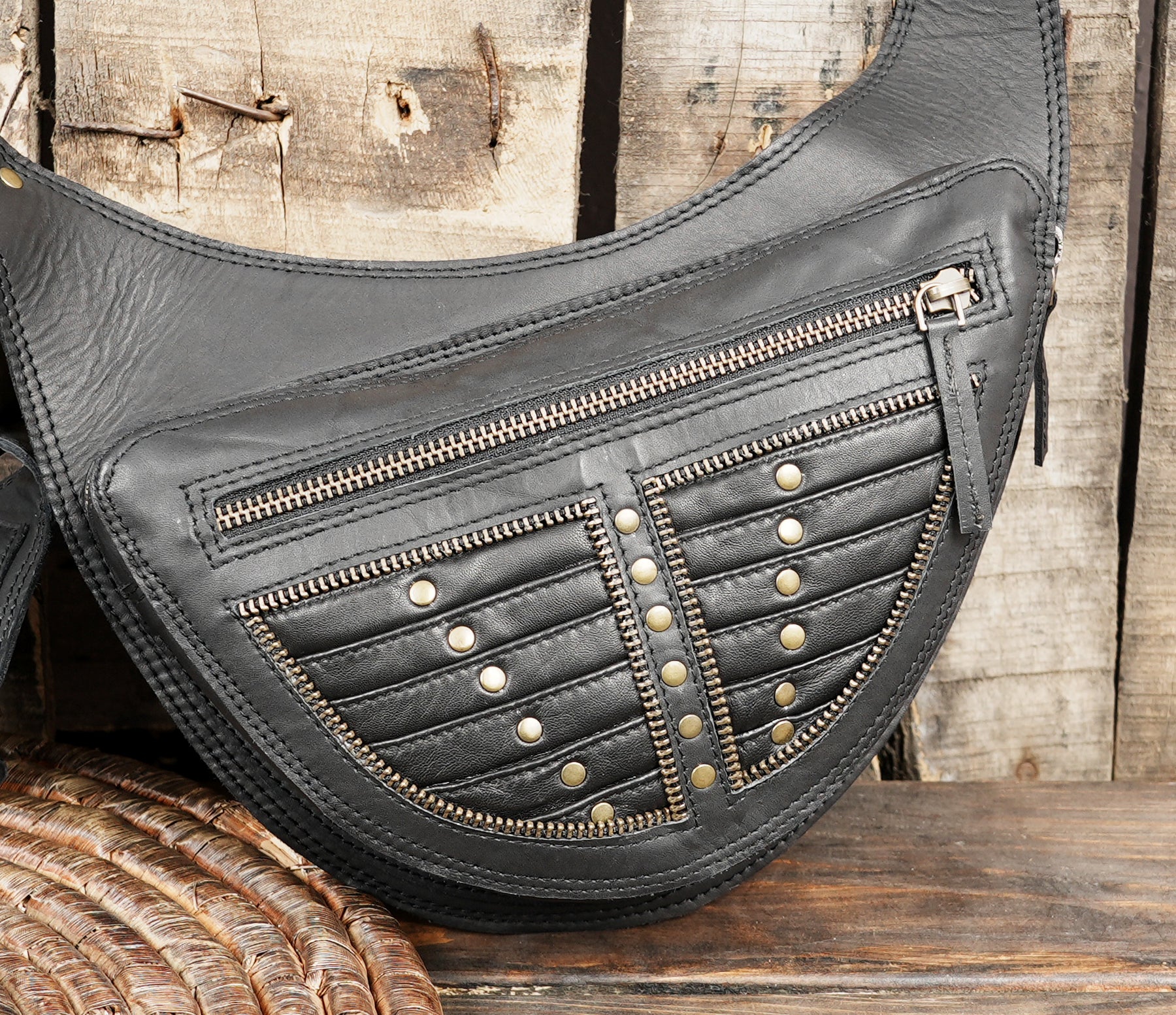 Tactical style leather holster bag with adjustable shoulder straps