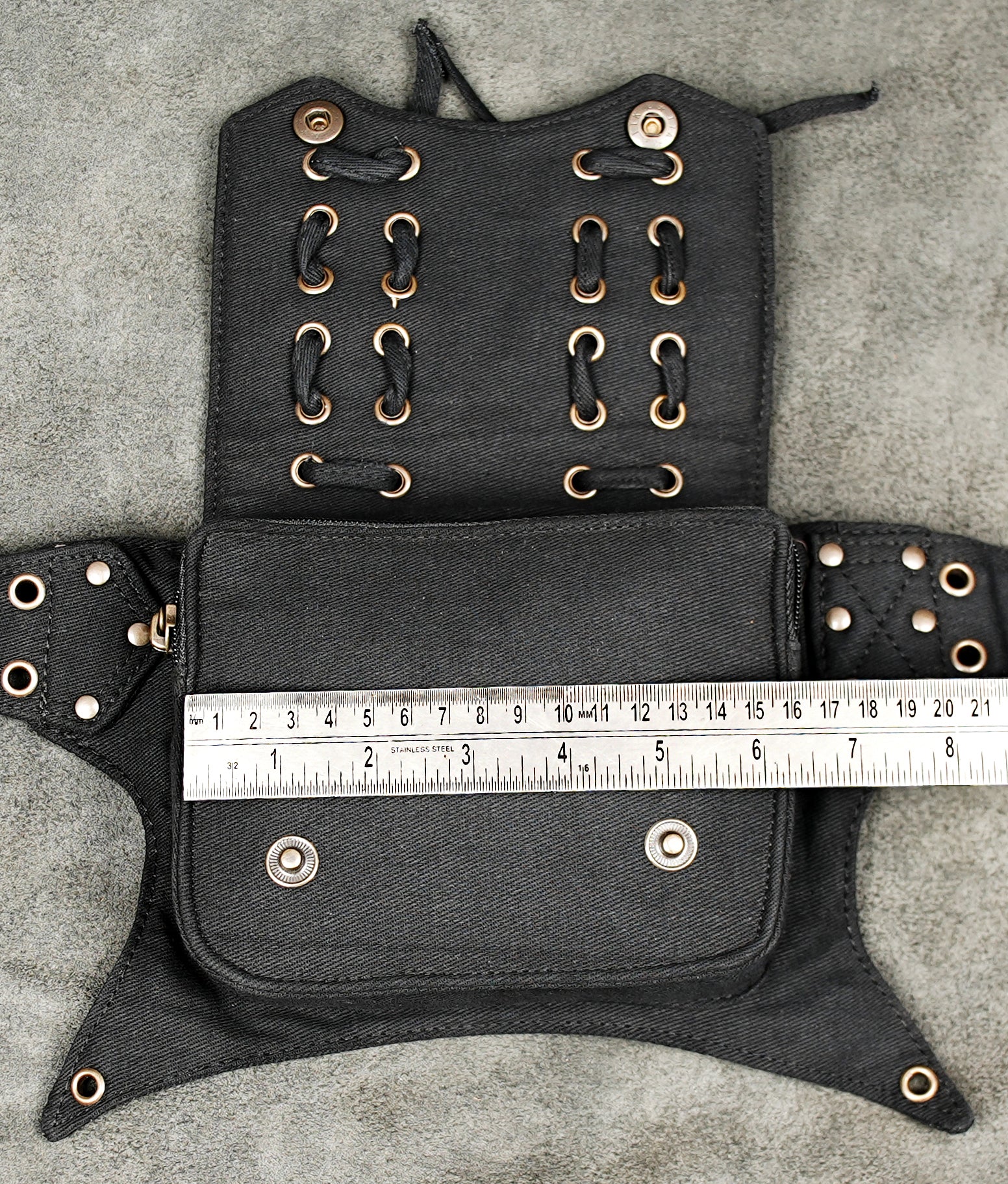 Bohemian cotton waist pouch with metal details