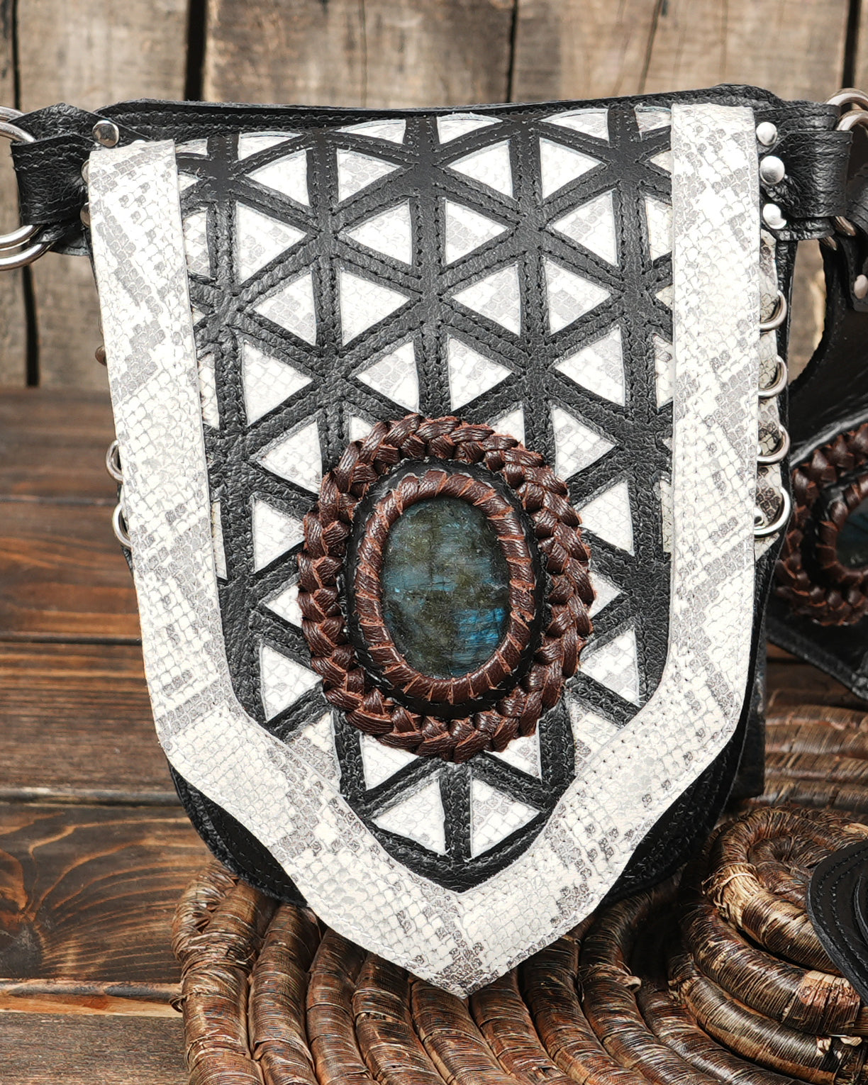 Style Leather Hip Belt with Decorative Pouches