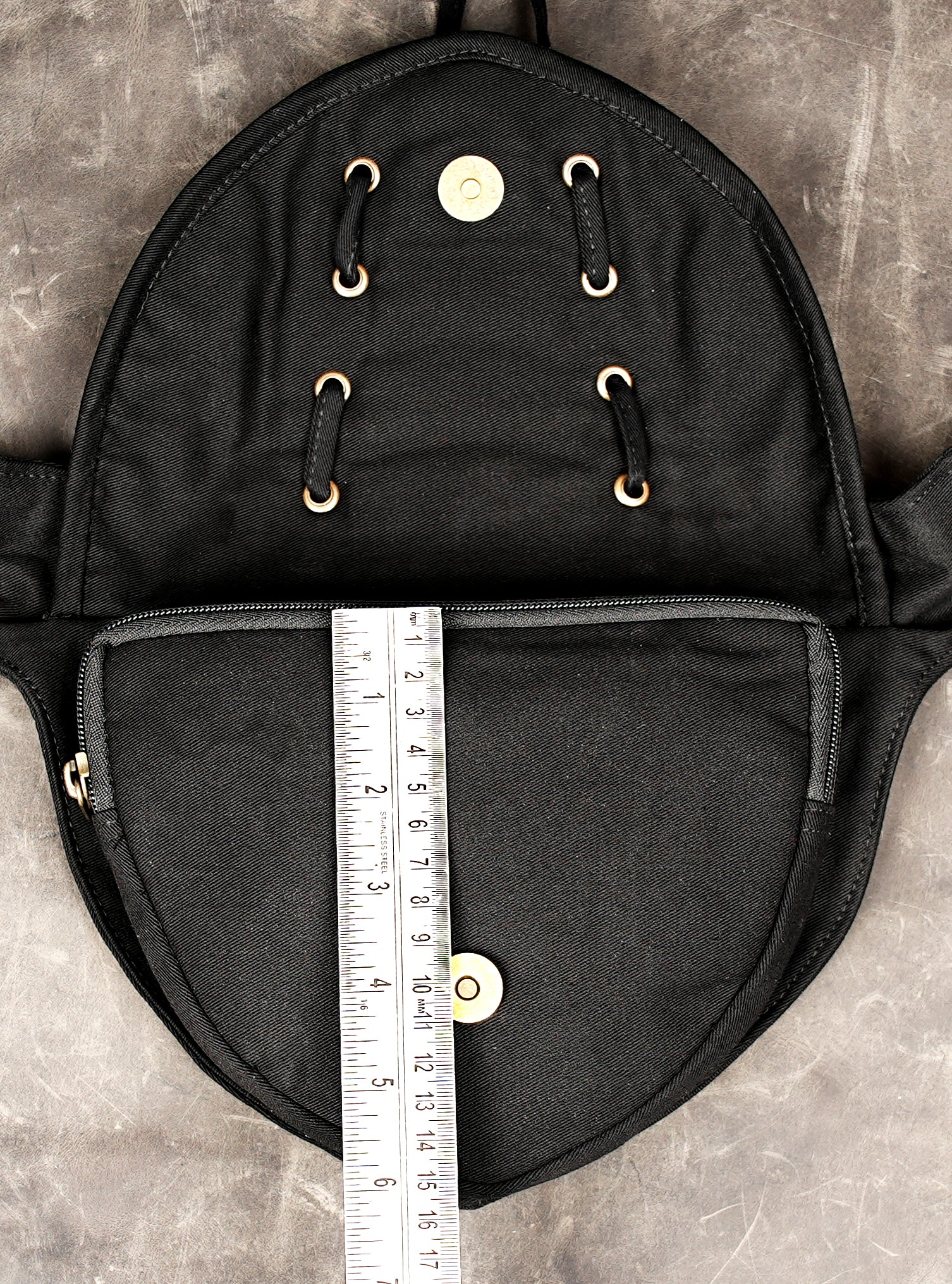 Australian Alternative Fashion Accessory - Black Cotton Utility Pouch with Corset Lacing