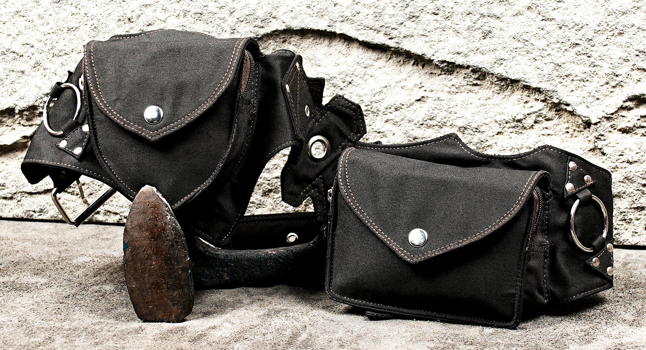 Handmade cotton belt bag with zipper and pocket