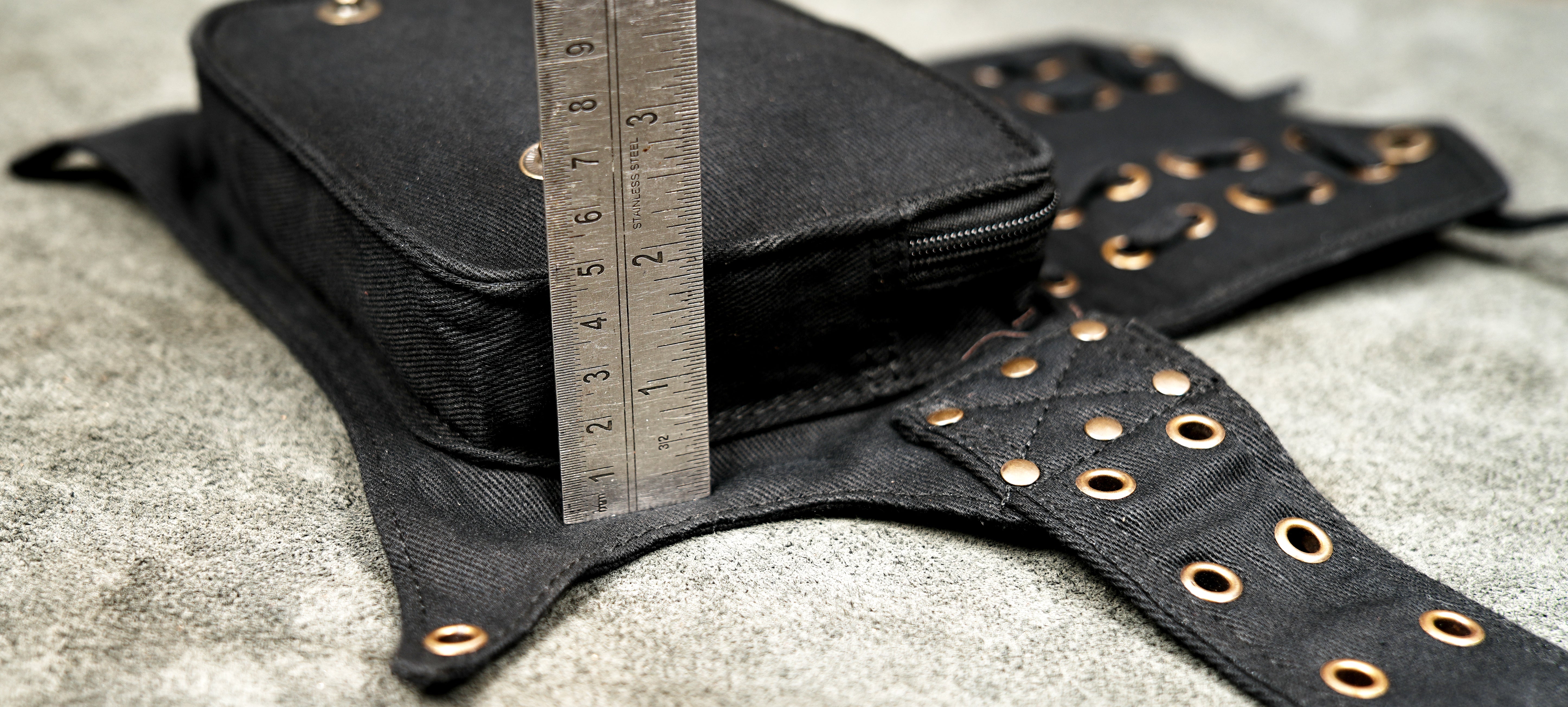Black cotton utility hip bag for outdoor adventures