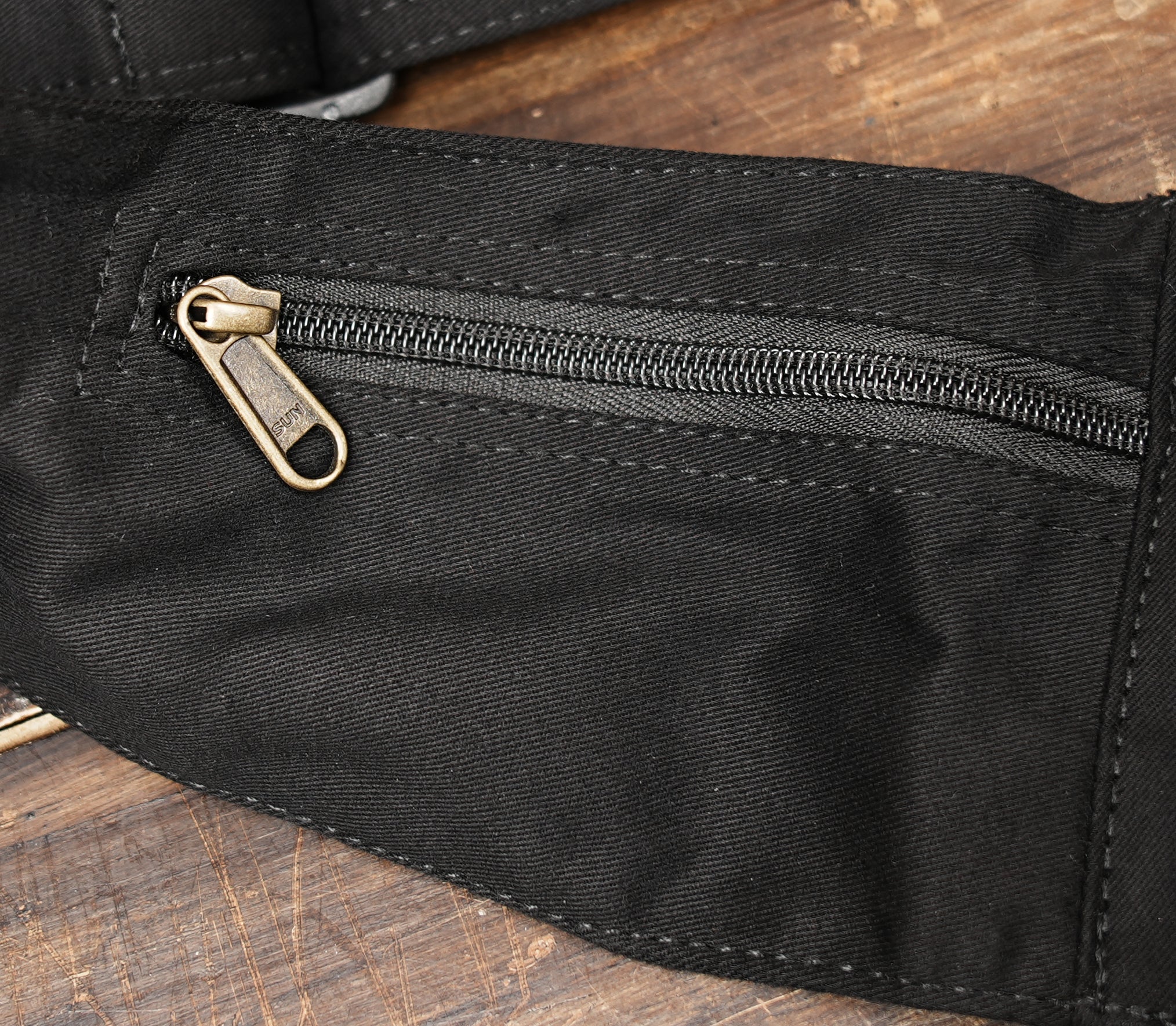 Boho festival waist pouch in durable black cotton
