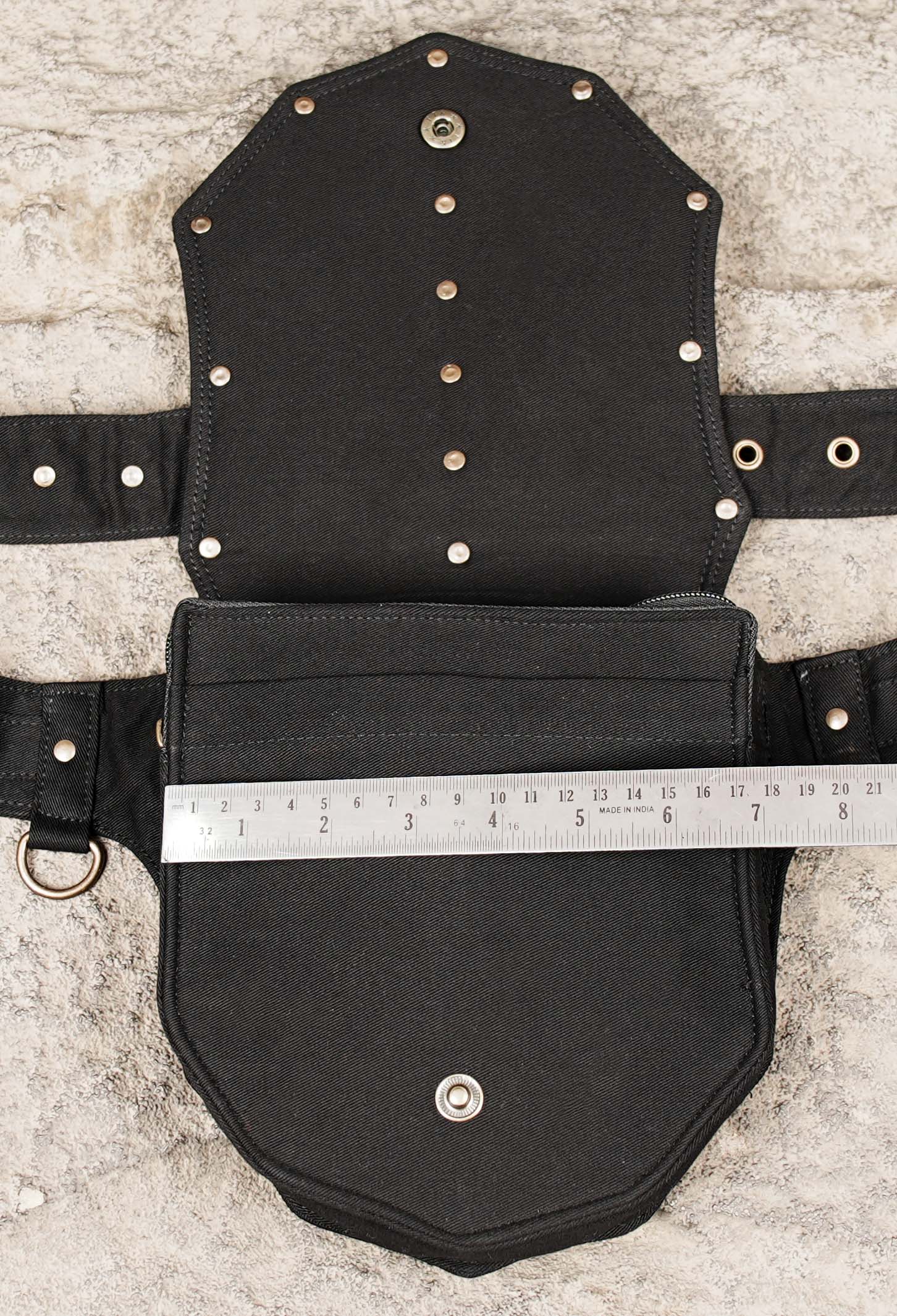 Canvas Belt Bag with Utility Pocket and Aged Brass