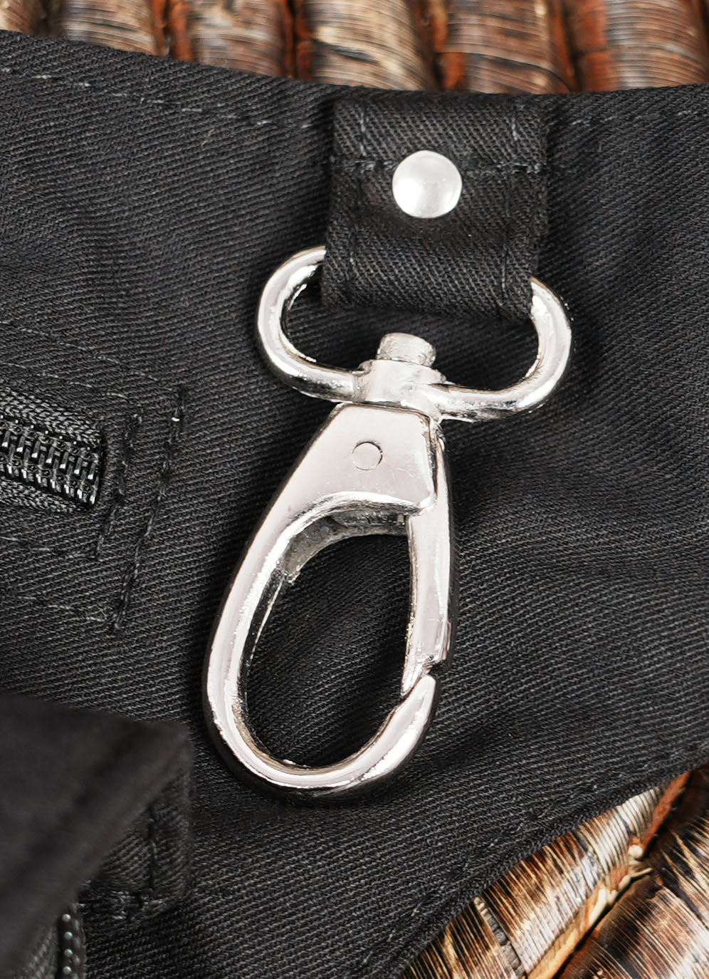 Durable black cotton motorcycle drop leg bag for riders.