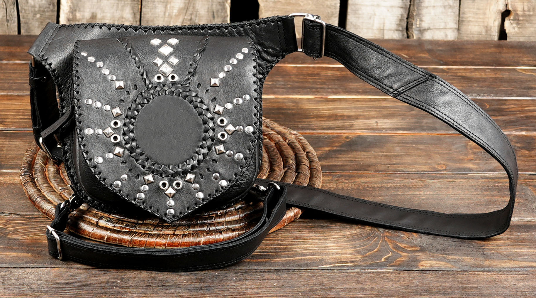 Buy Boho Leather Waist Bag With Chain, Leather Hip Bag  and biker waist bag 