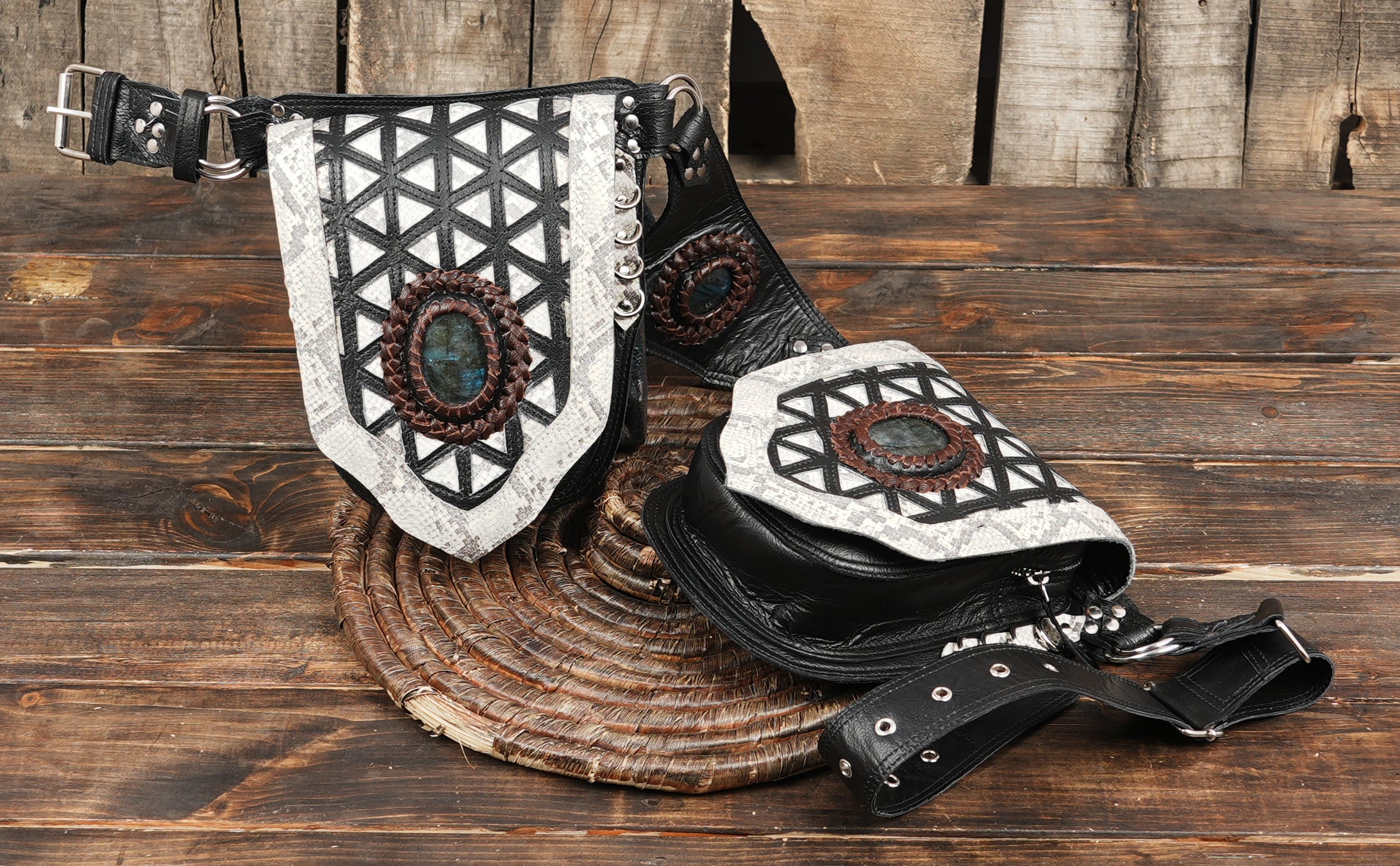 Traditional Inspired Leather Waist Belt with Metal Buckle