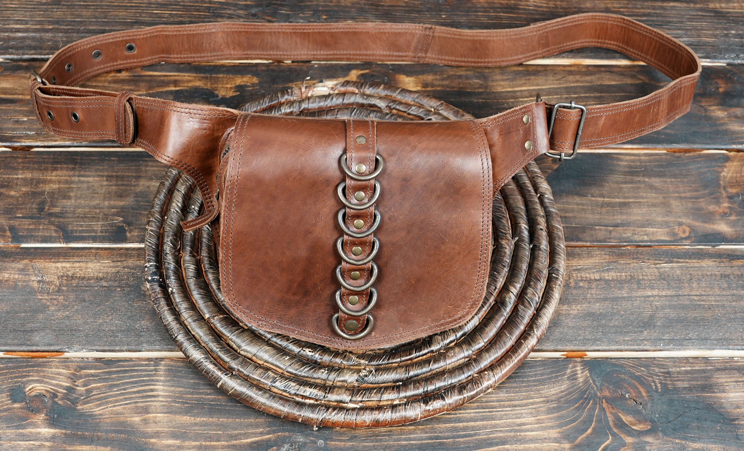 Handcrafted Brown Leather Waist Belt Pouch || Genuine Leather Utility Waist Bag || Unisex Handmade Leather Belt Bag (LT/AB/WB/6200)