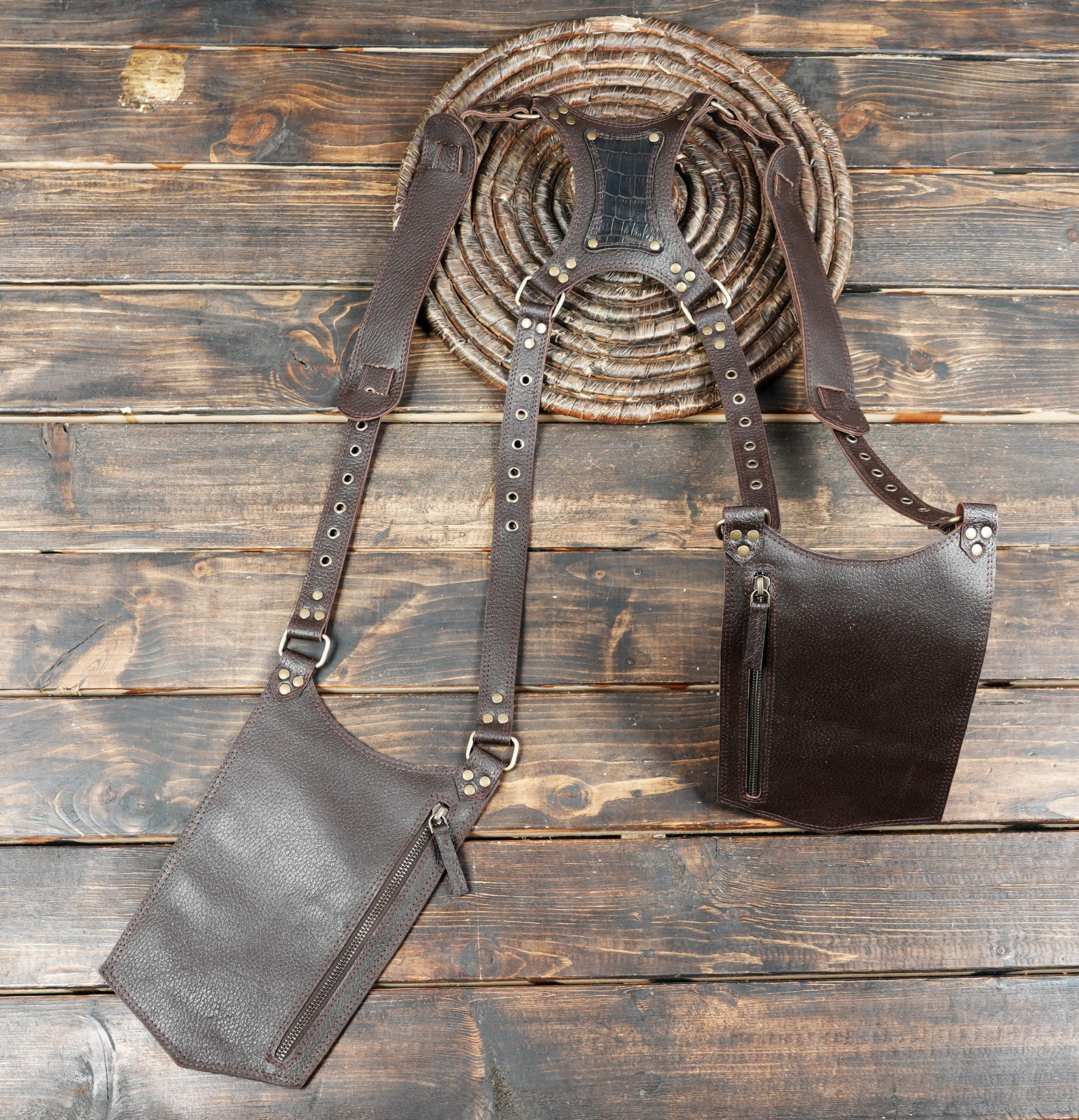 Traditional leather holster system with reinforced stitching