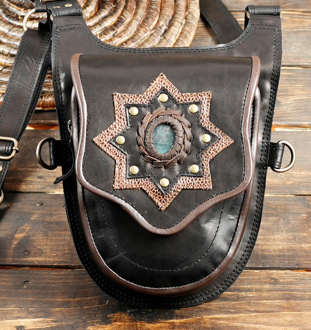 Festival-ready brown leather utility holster bag