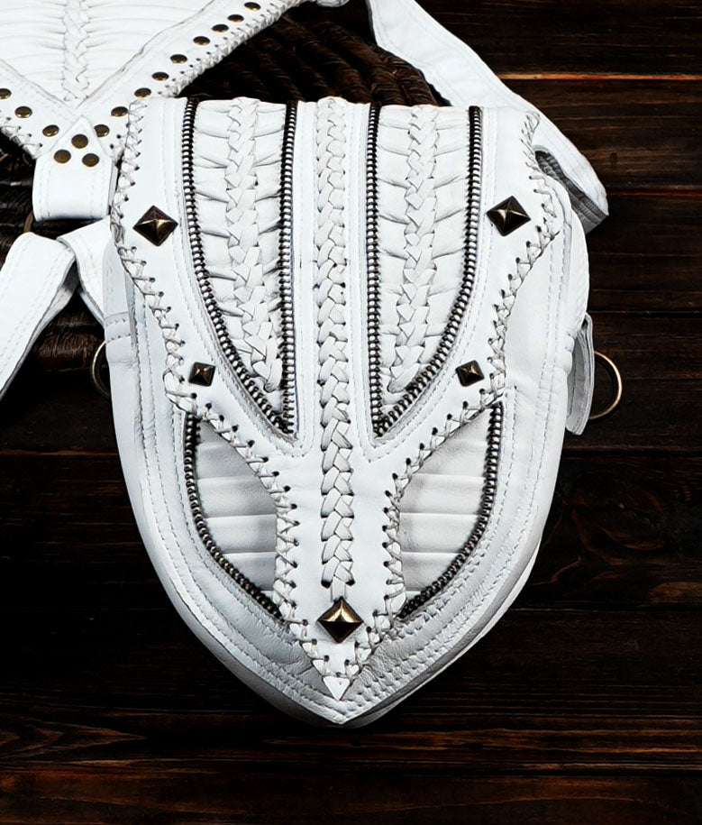 HOLSTER LEATHER BAG // Double Leather Pouch //handmade // Unisex//adjustable// Detachable // with unique star and zipper 