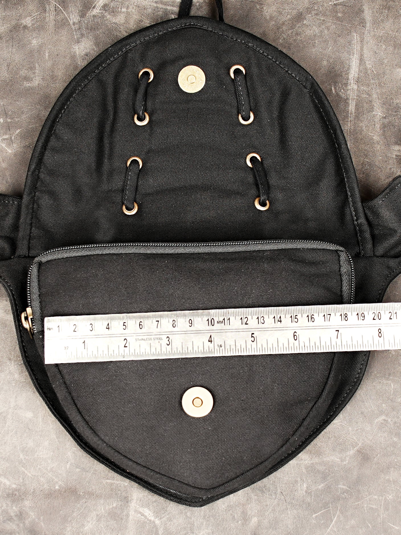 USA Festival Essential - Black Canvas Fanny Pack with Steampunk Corset Design