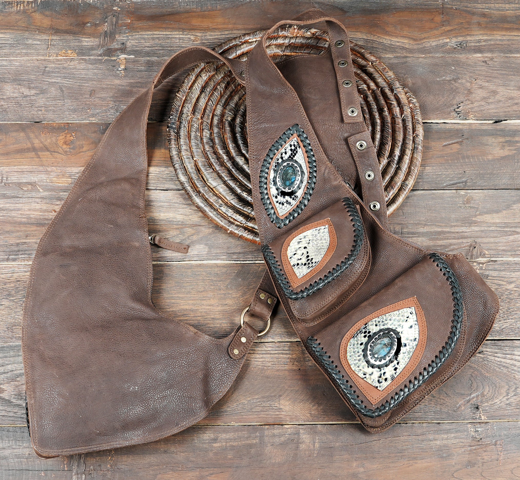  Unisex Biomechanical Leather Vest Holster Bag and biker holster bag