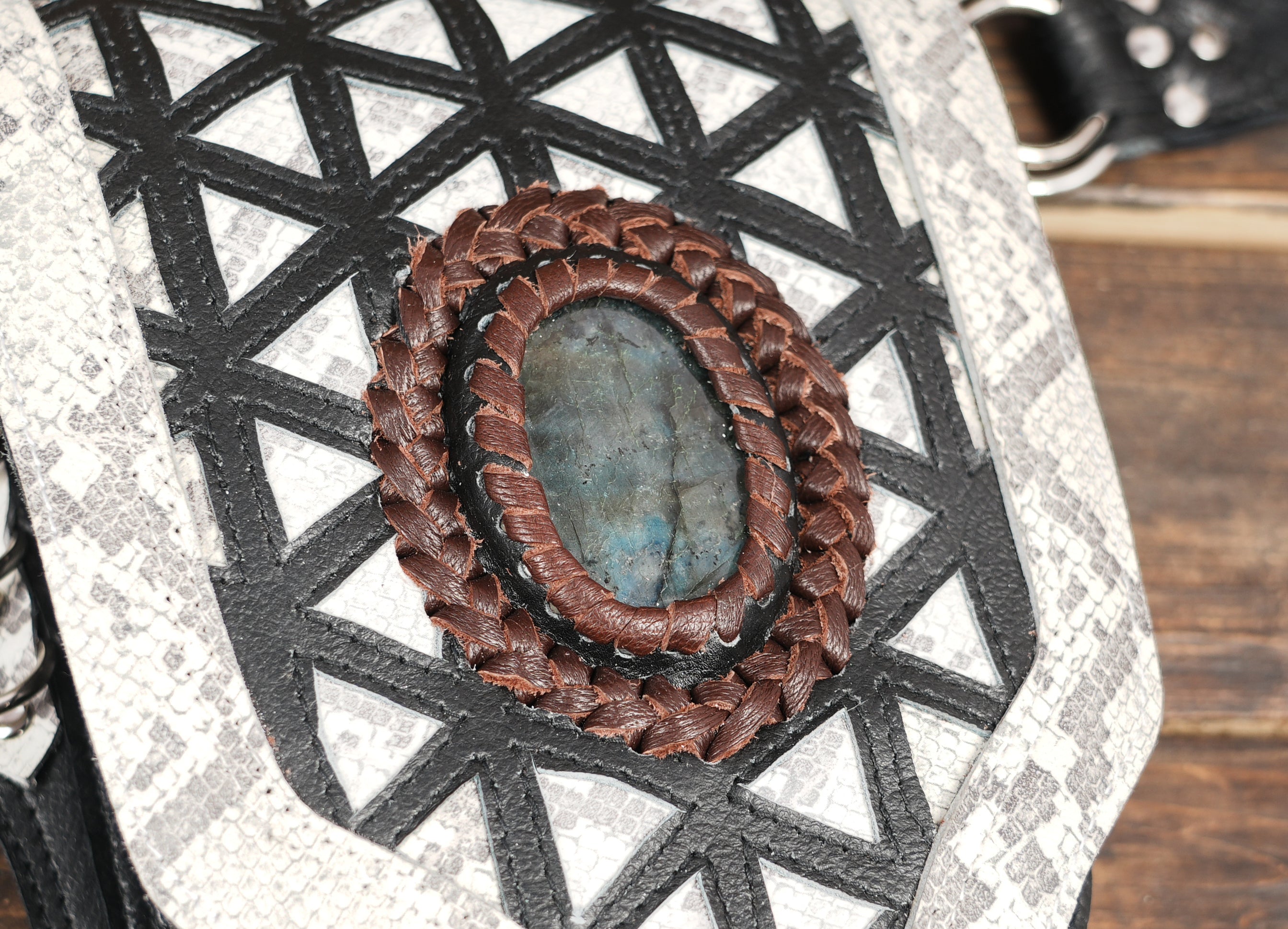 Artisan Crafted Leather Waist Belt with Turquoise Accent