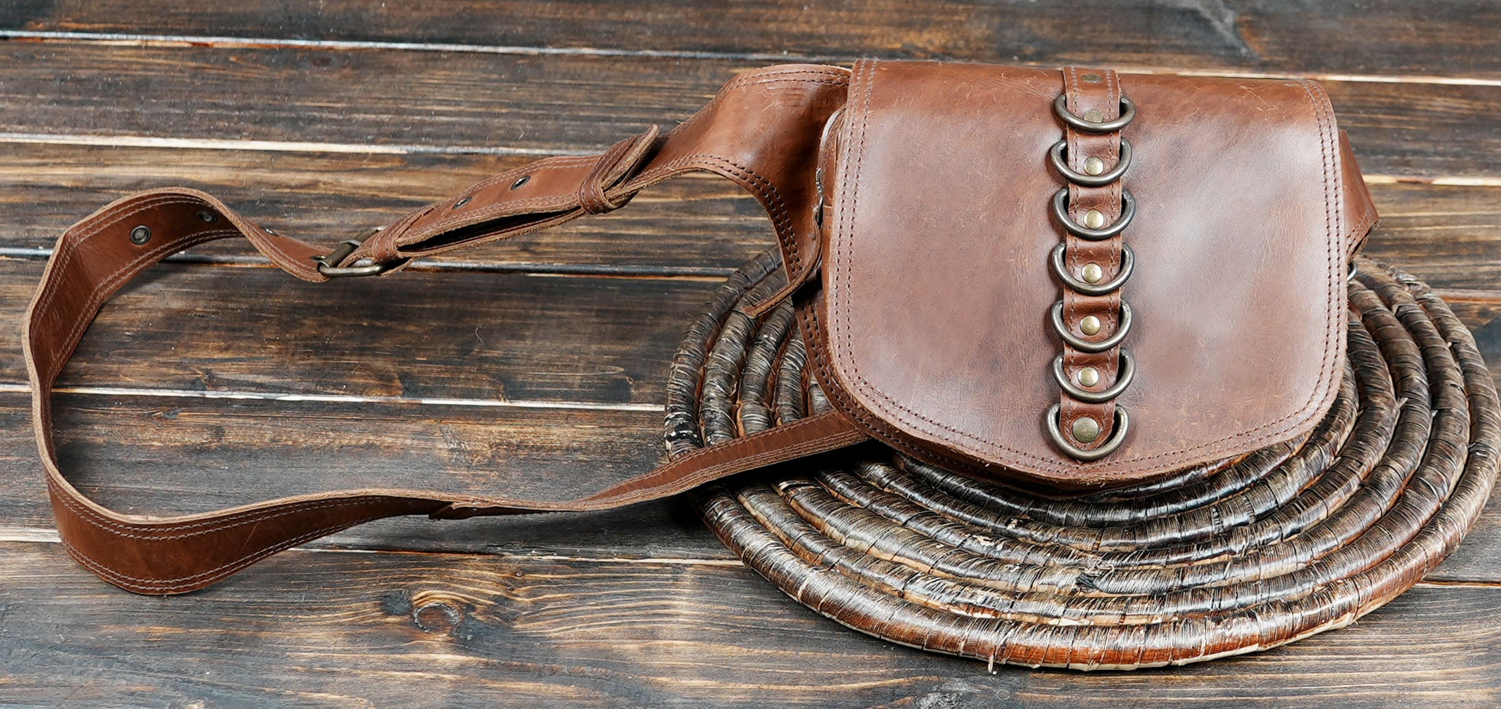 Leather waist belt for festivals and casual fashion