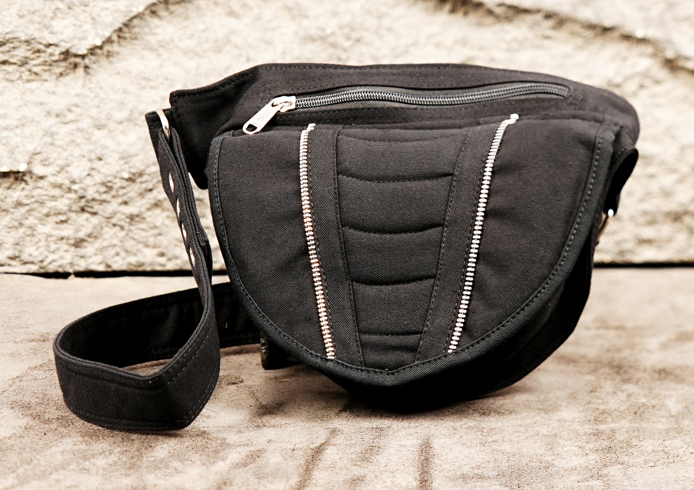Minimalist black utility pouch for outdoor activities