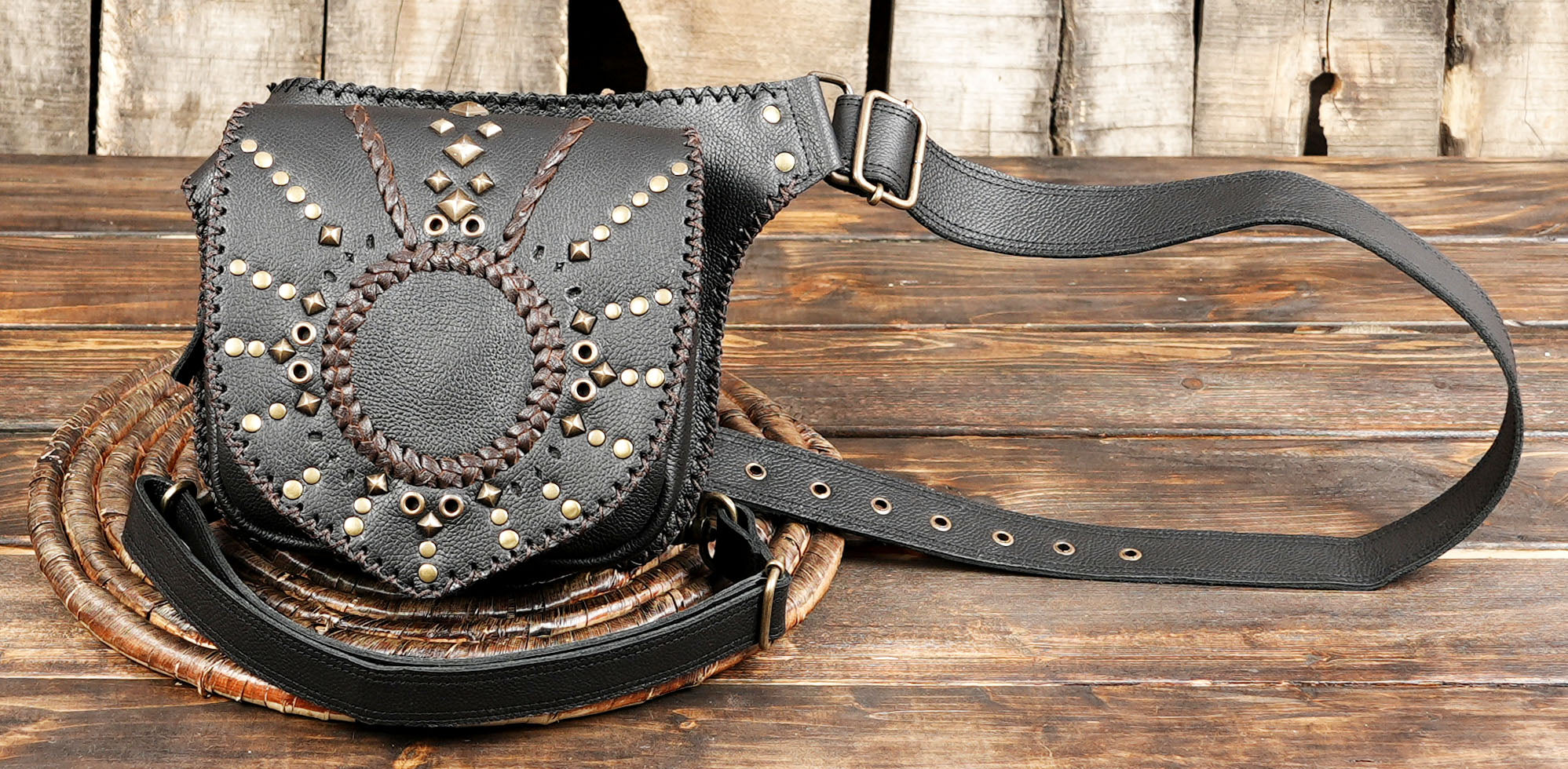  Leather Hip Bag - Crossbody Biker Bag - Hip Holster Belt Pouch - Leg Bag for Men and women both 