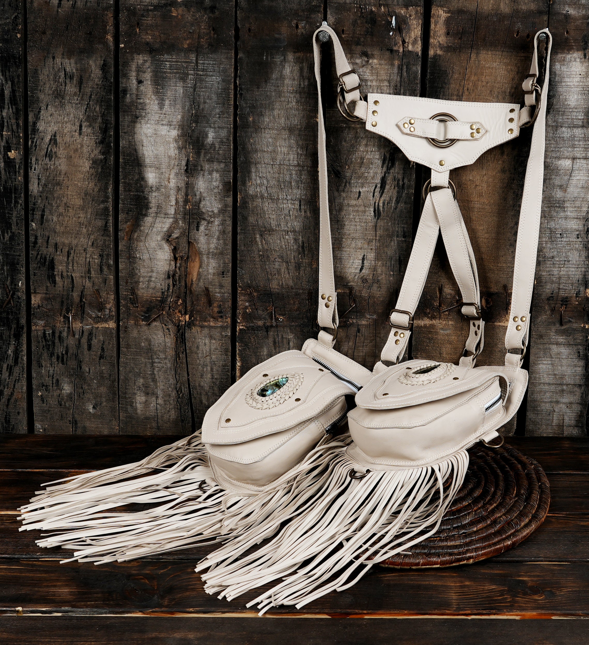 White Leather Holster Bag Handmade Leather Shoulder Bag with adjustable and fit