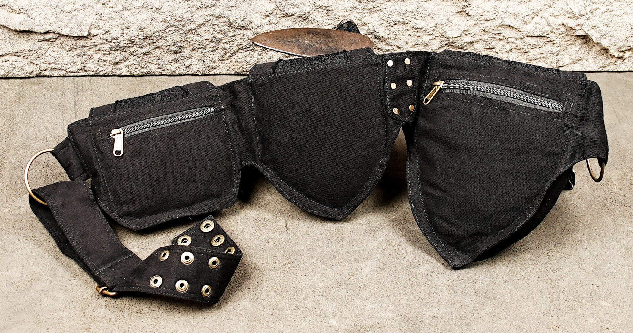 Cotton hip bag belt with decorative studded design