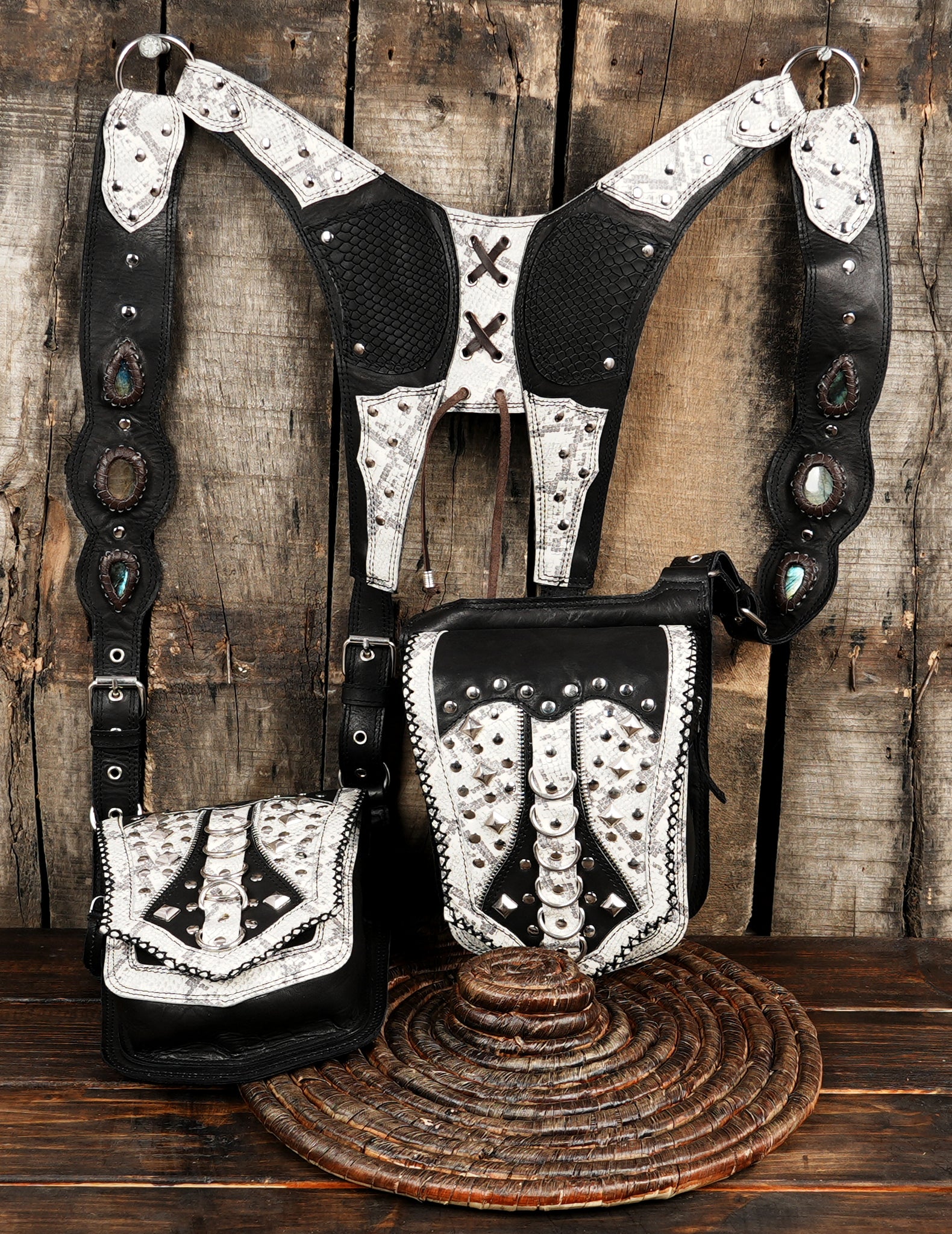 Black Holster Bag, Festival Bag, Double Holster Bag, Shoulder Holster Bag with double zipper 
