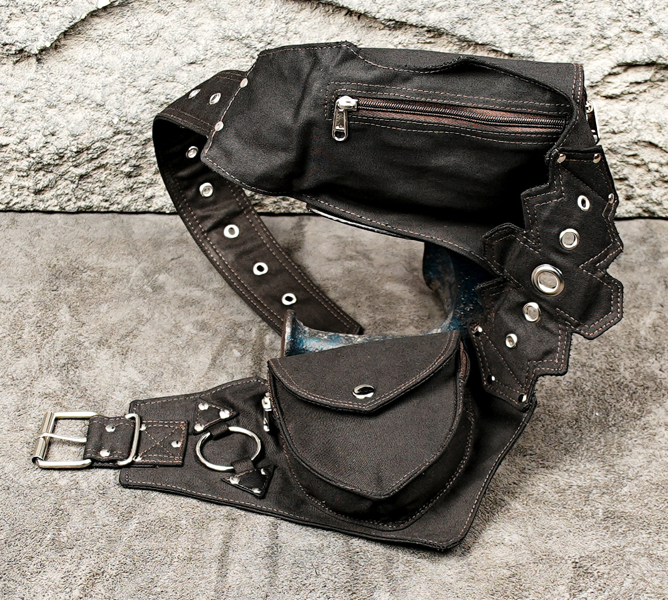 Black utility hip belt for festivals and events
