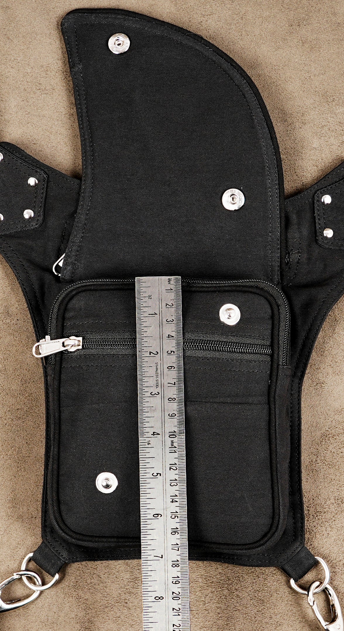Cotton fanny pack with thigh strap for festivals and hiking