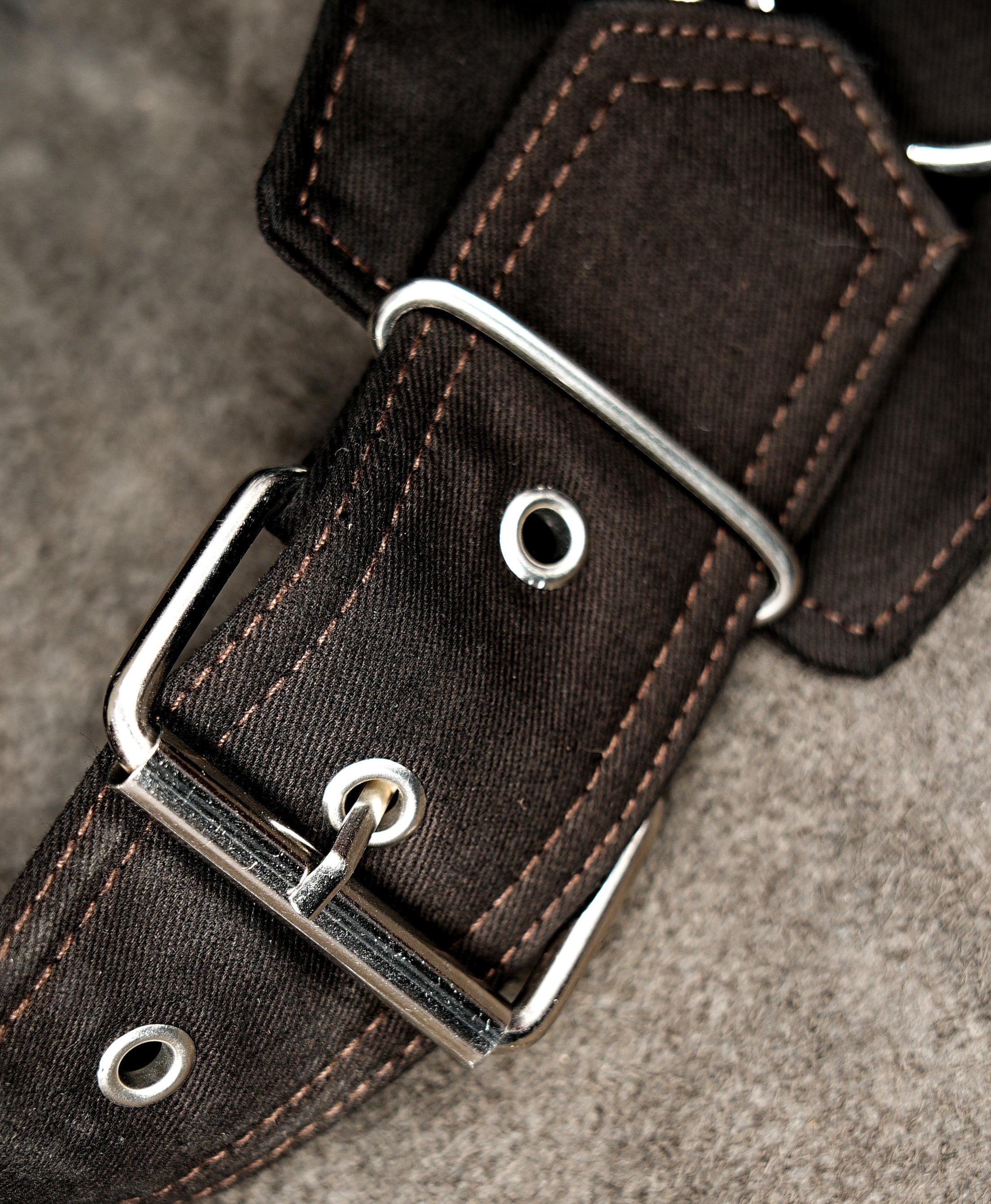 Cotton waist organizer belt with metal ring detail