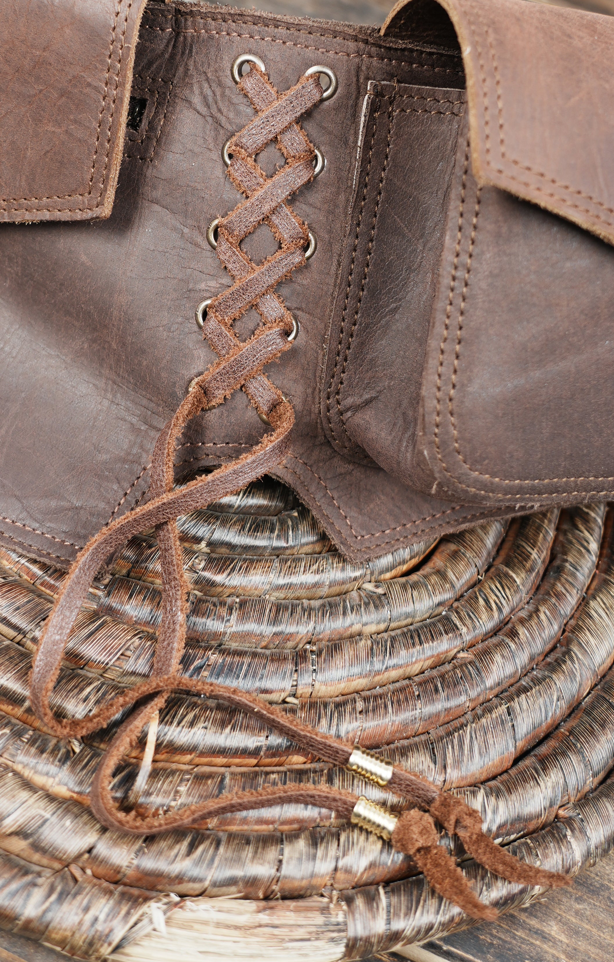 Artisan crafted leather belt with dual pouch design