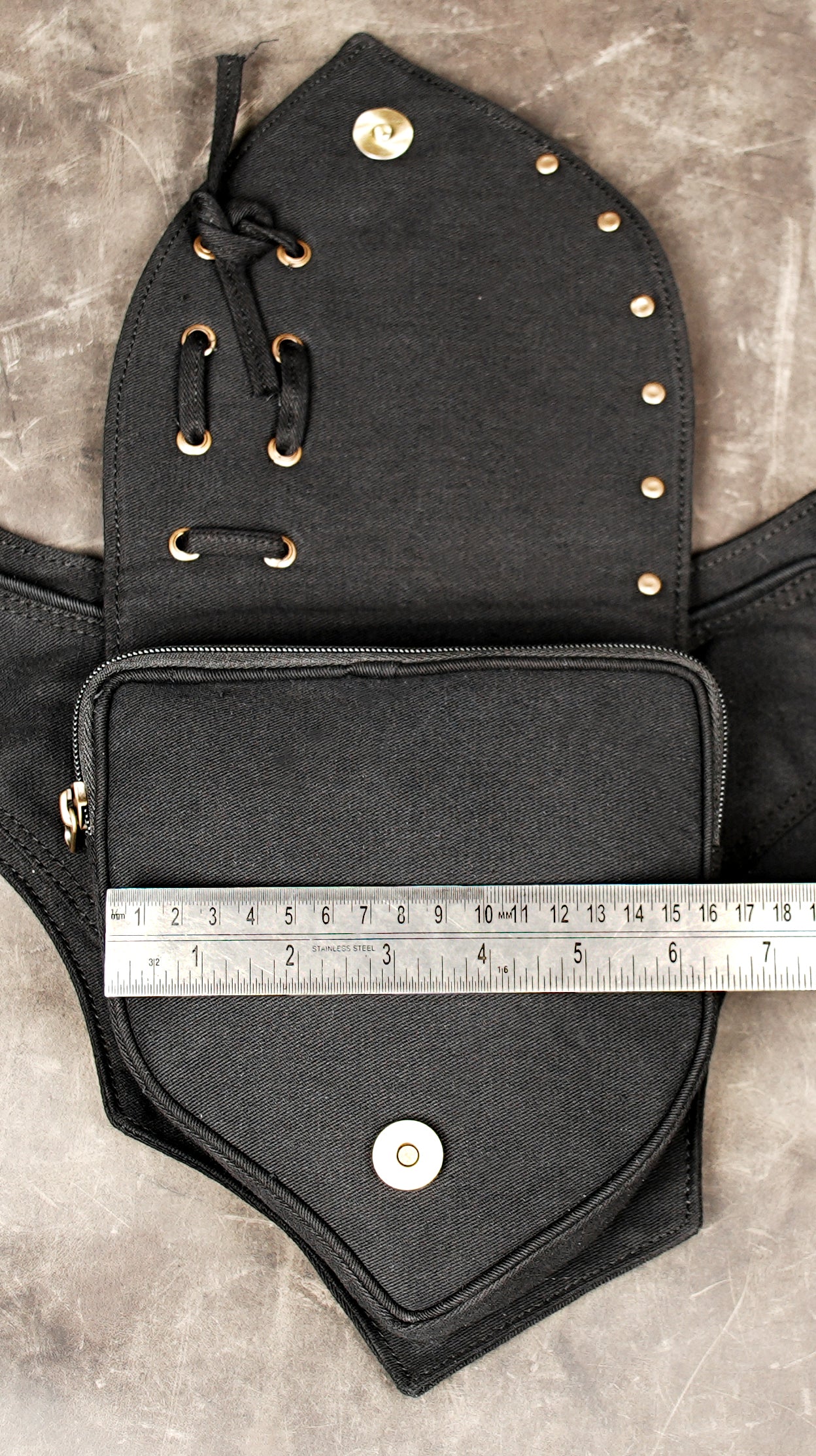Black Cotton Waist Belt Bag, Geometric Festival Hip Pouch, Lace Up Utility Pack, Unisex Travel Accessory (CTN/AB/WB/1002)