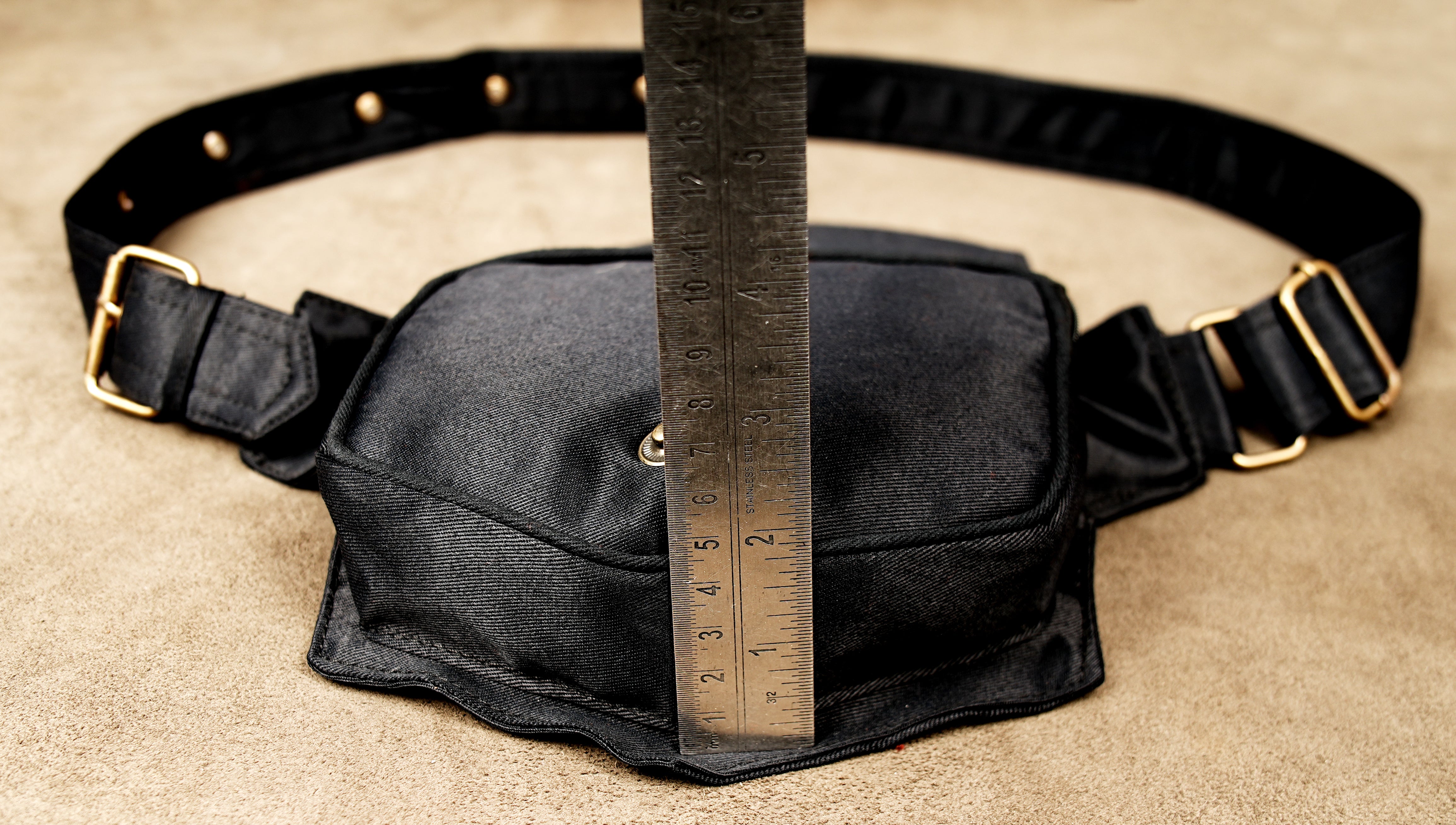 Active travel hip pack crafted from black canvas fabric
