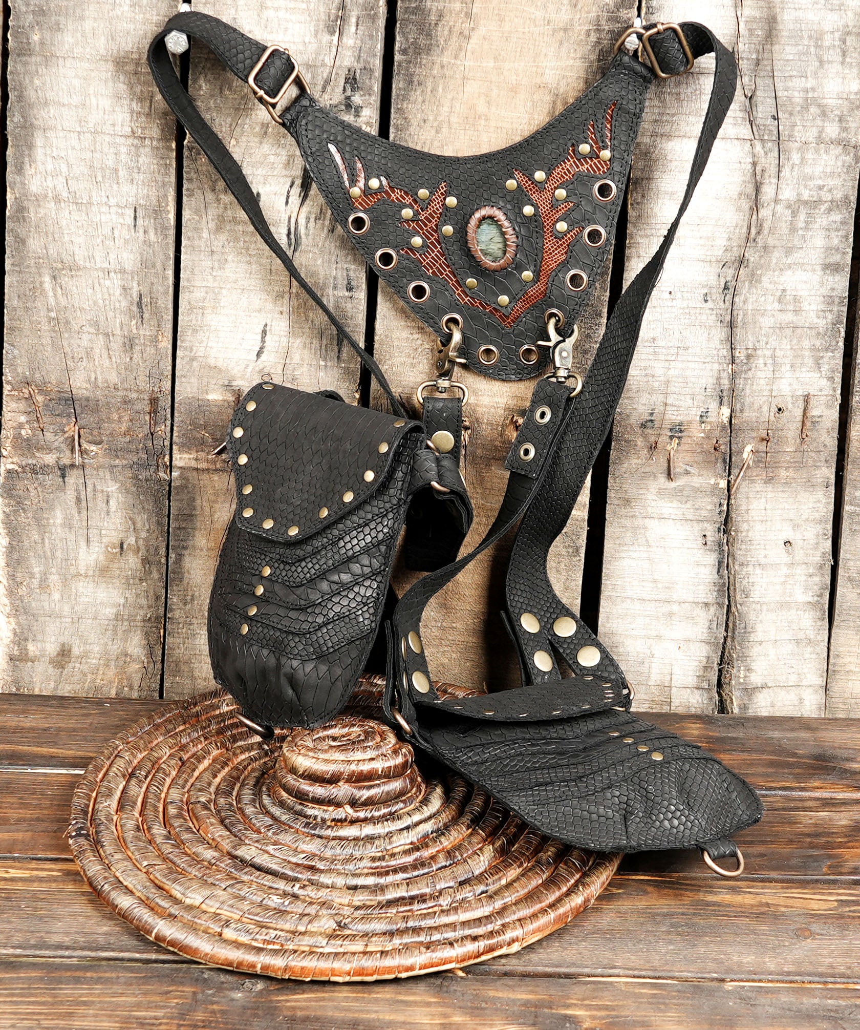 Alternative fashion leather holster with dual storage compartments