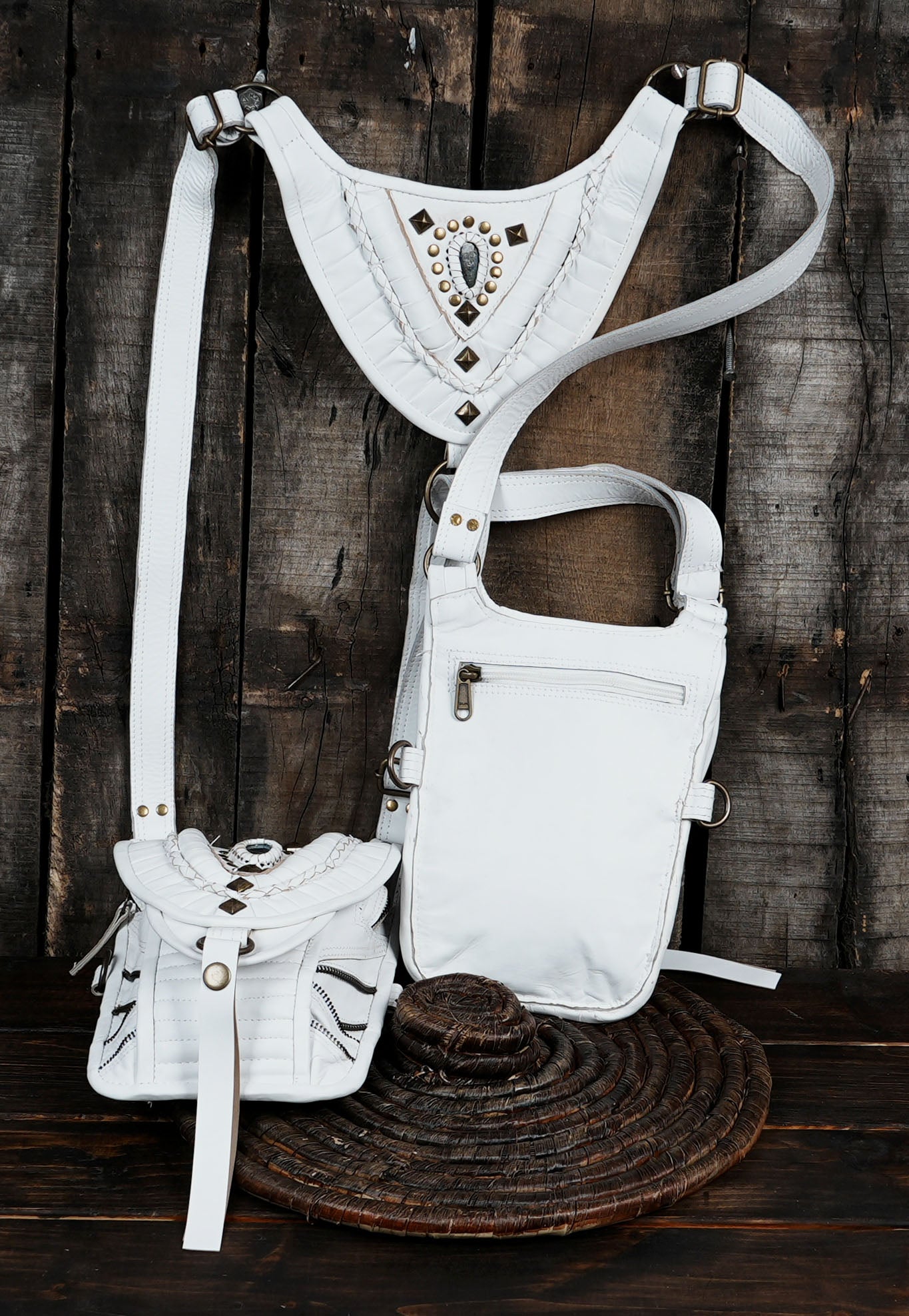 Durable white leather holster for travel and fashion