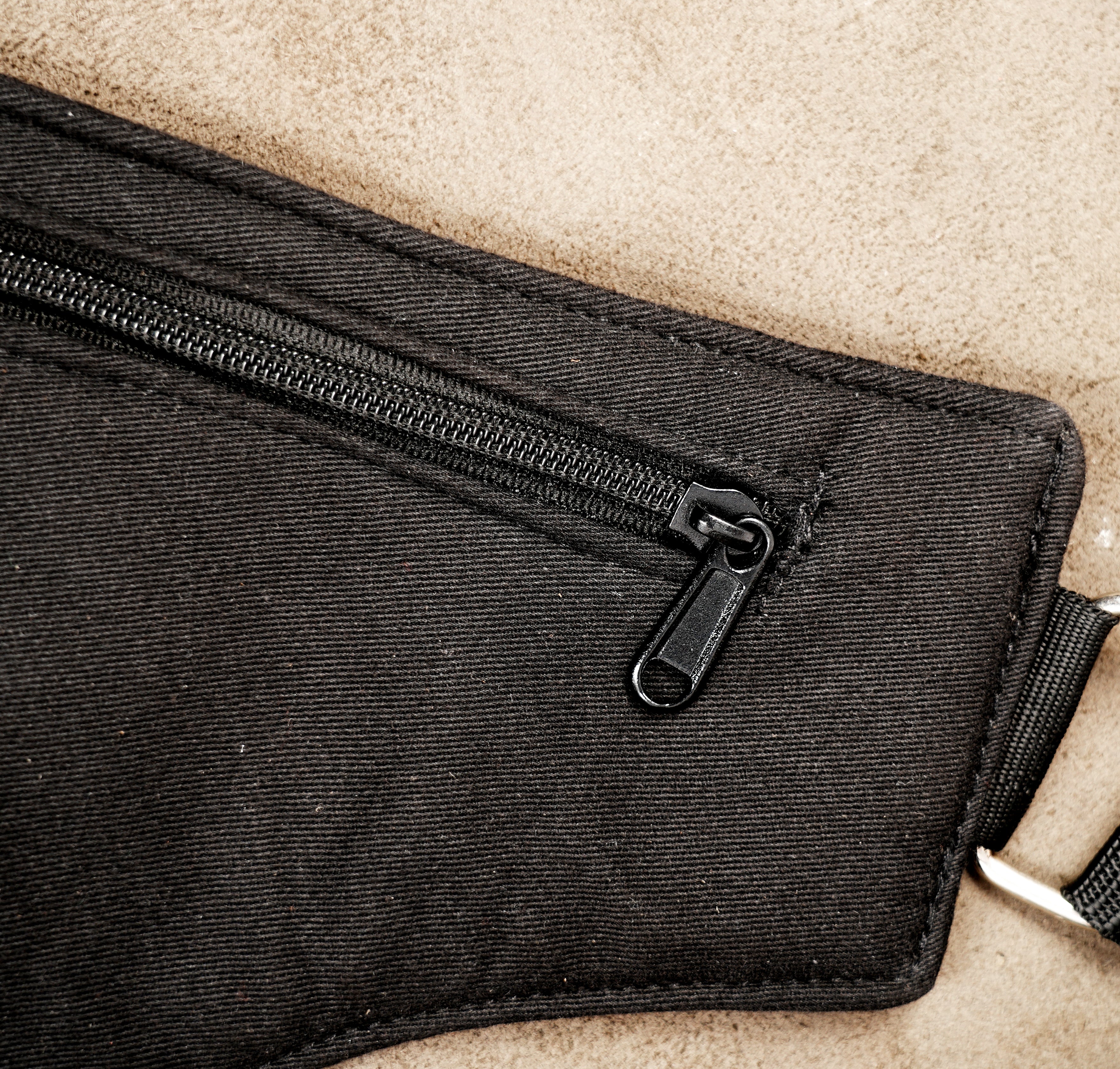 Tactical style shoulder bag harness, black cotton canvas