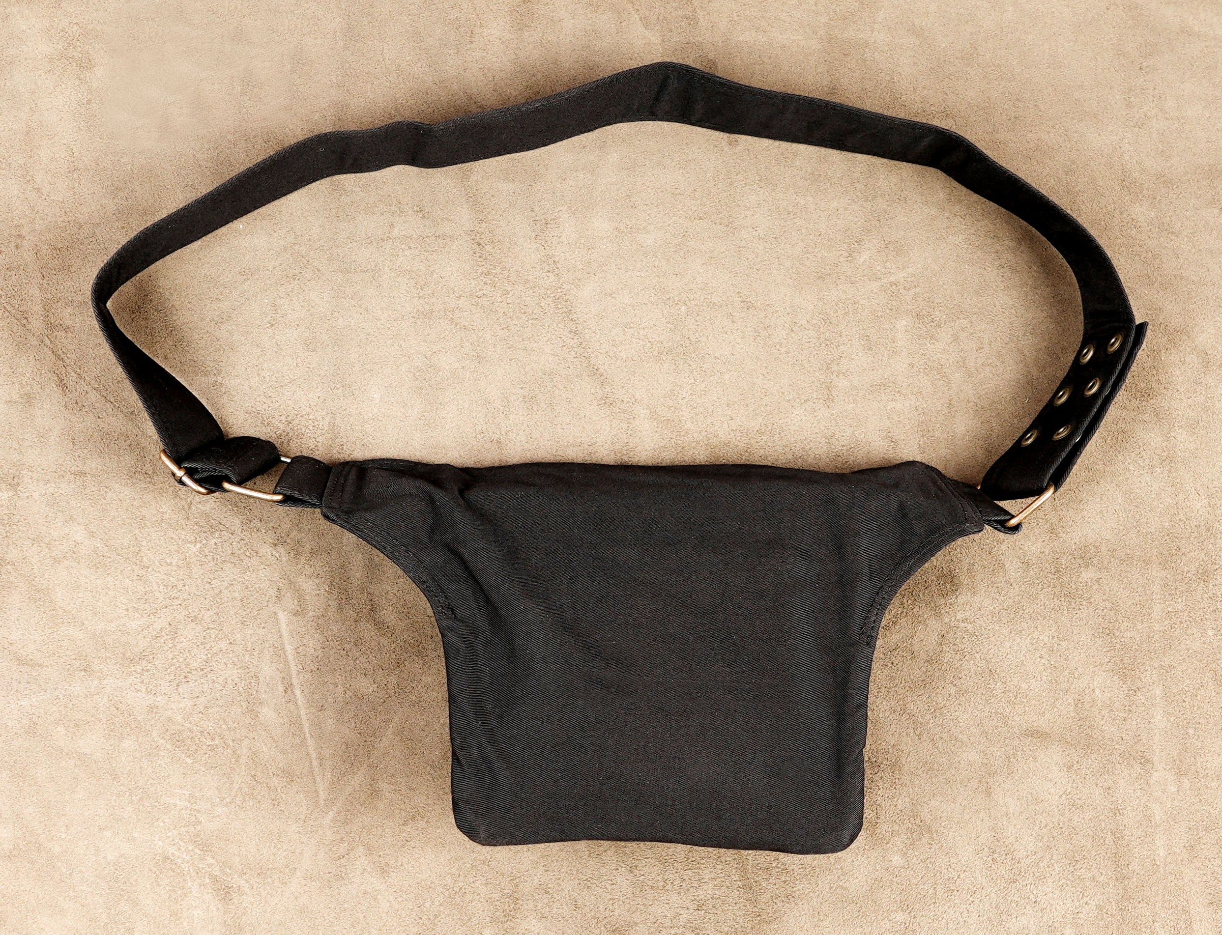 Compact black waist pack for men and women with adjustable strap