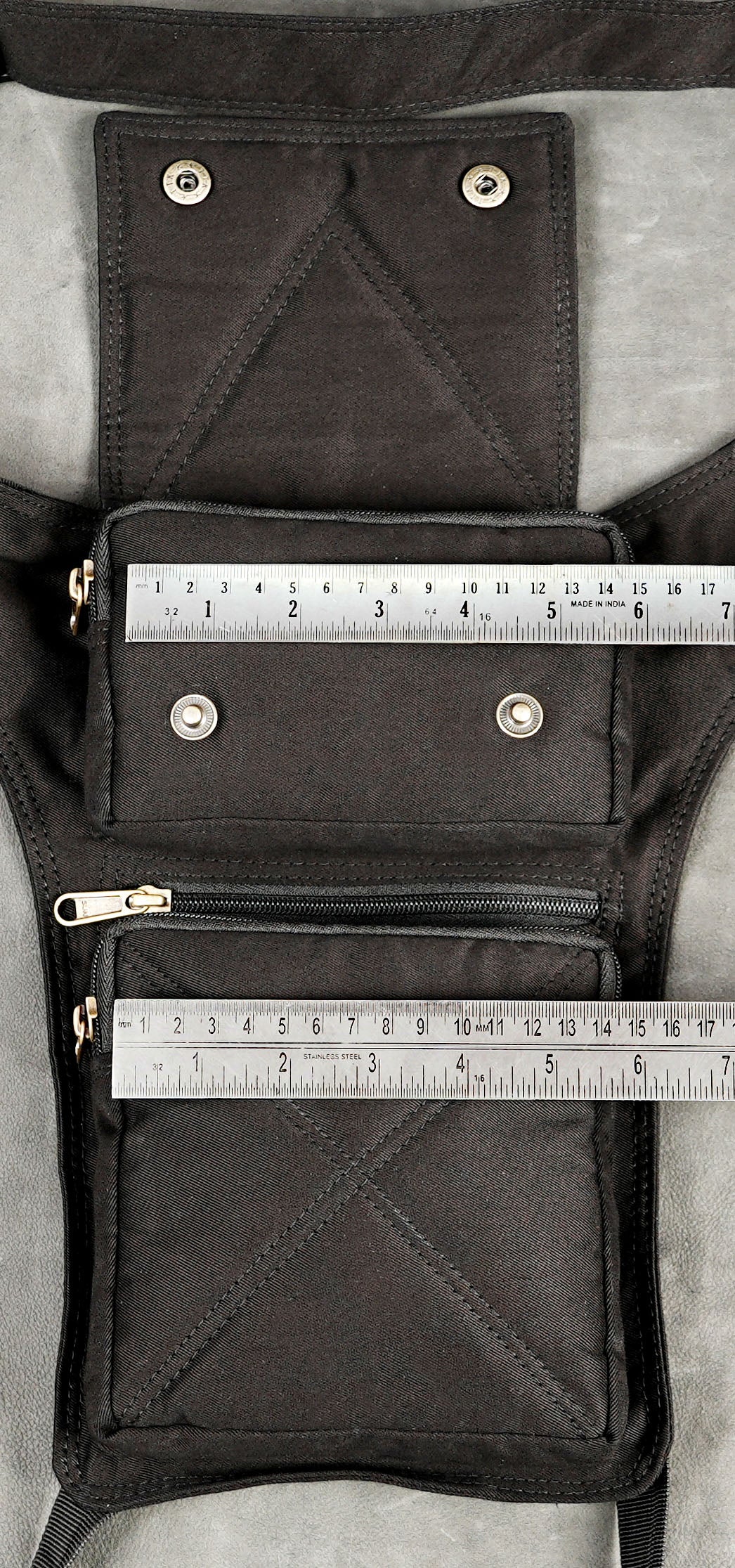 Black cotton hip holster bag for travel, hiking and everyday use