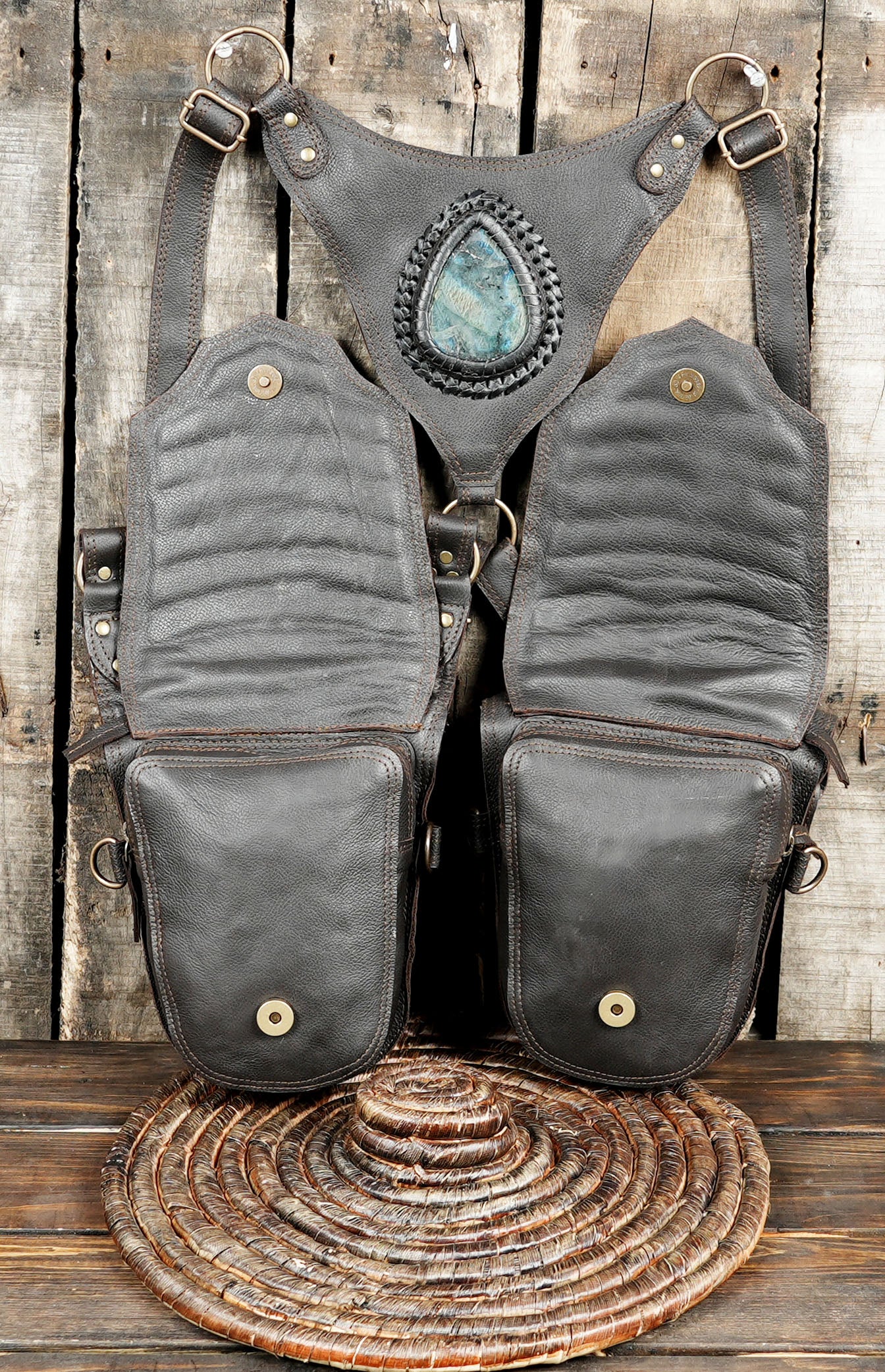 Handcrafted Leather Holster Bag – Dual Pouch, Adjustable Straps, Unisex and best design 
