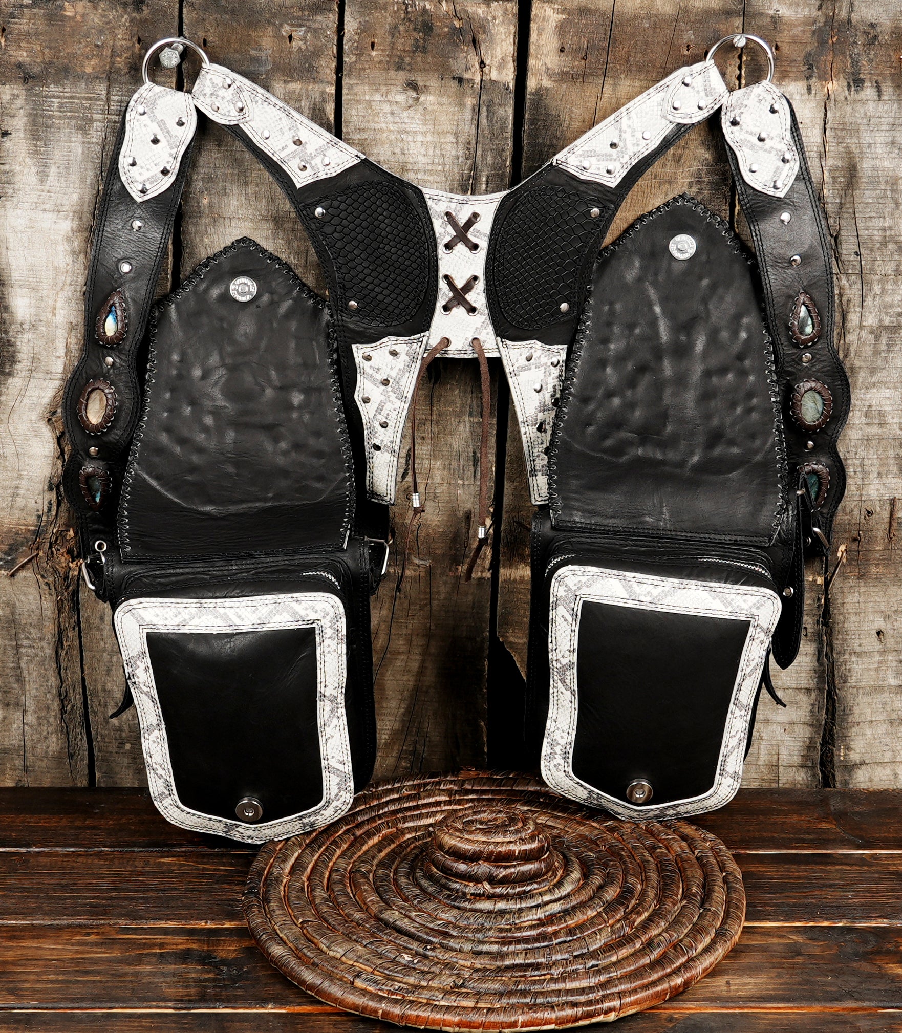 Handcrafted Leather Holster Bag – Dual Pouch, Adjustable Straps, Unisex with magnet button 