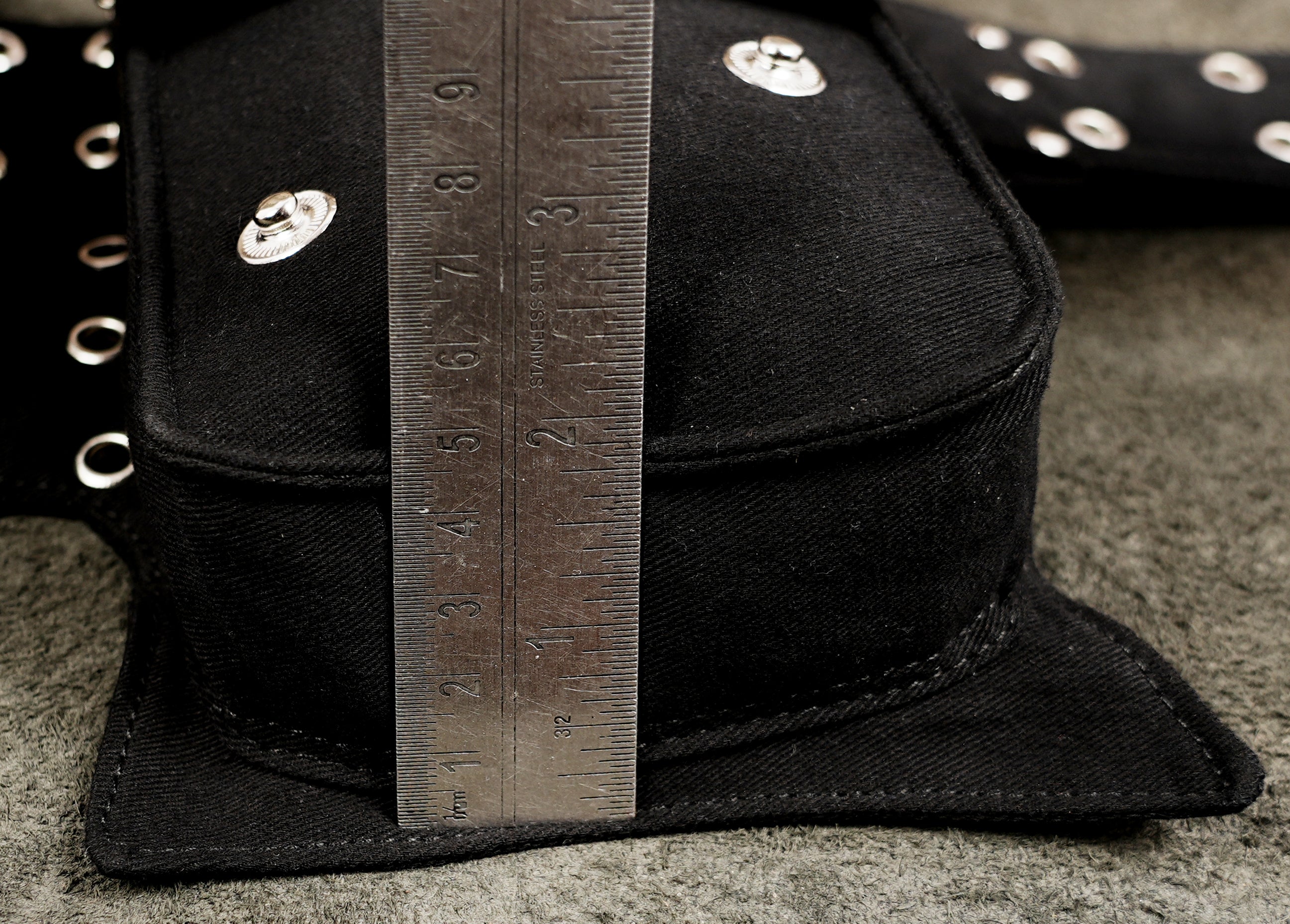 Black cotton burning man utility belt with multiple storage pockets