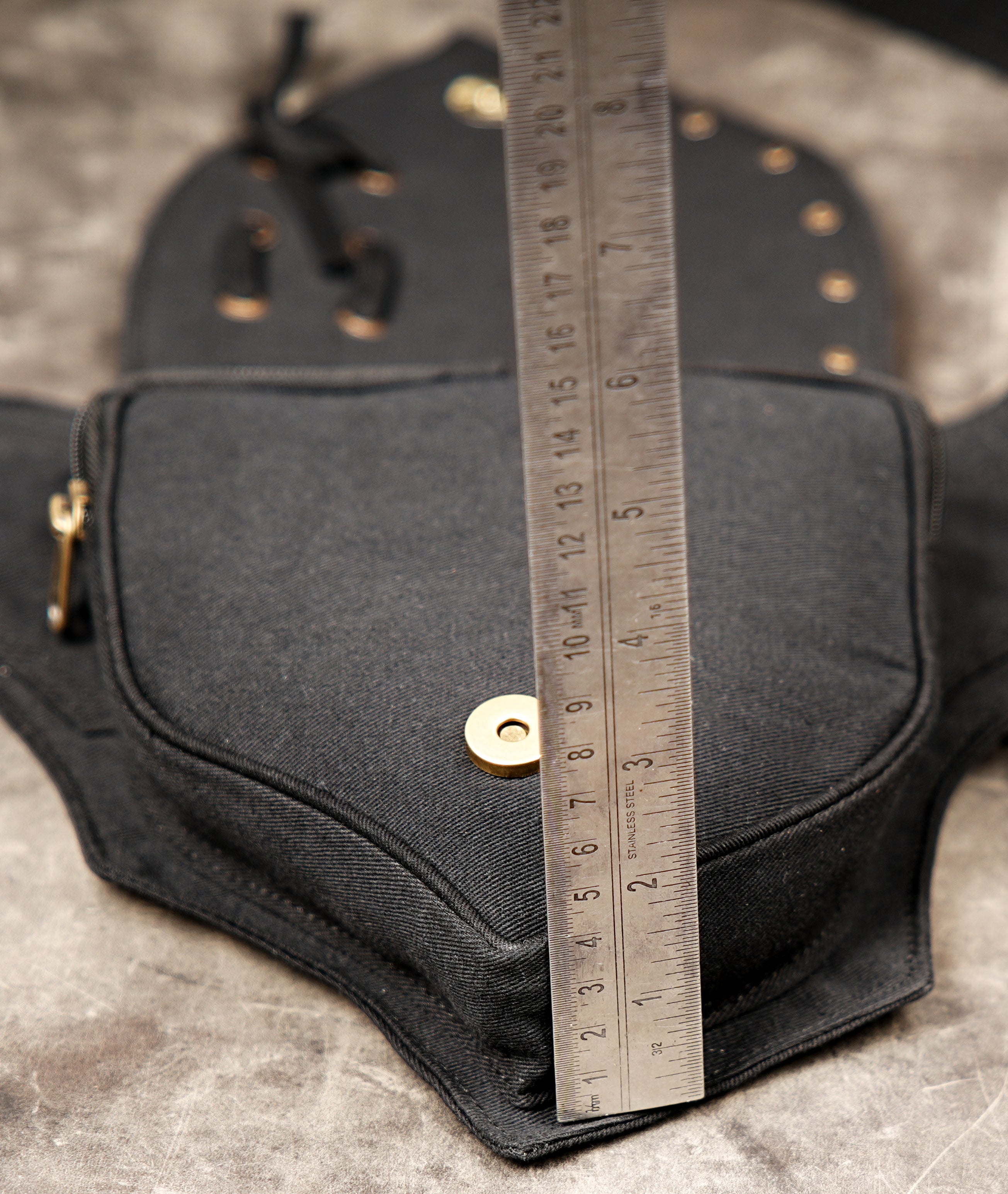 Black Cotton Waist Belt Bag, Geometric Festival Hip Pouch, Lace Up Utility Pack, Unisex Travel Accessory (CTN/AB/WB/1002)