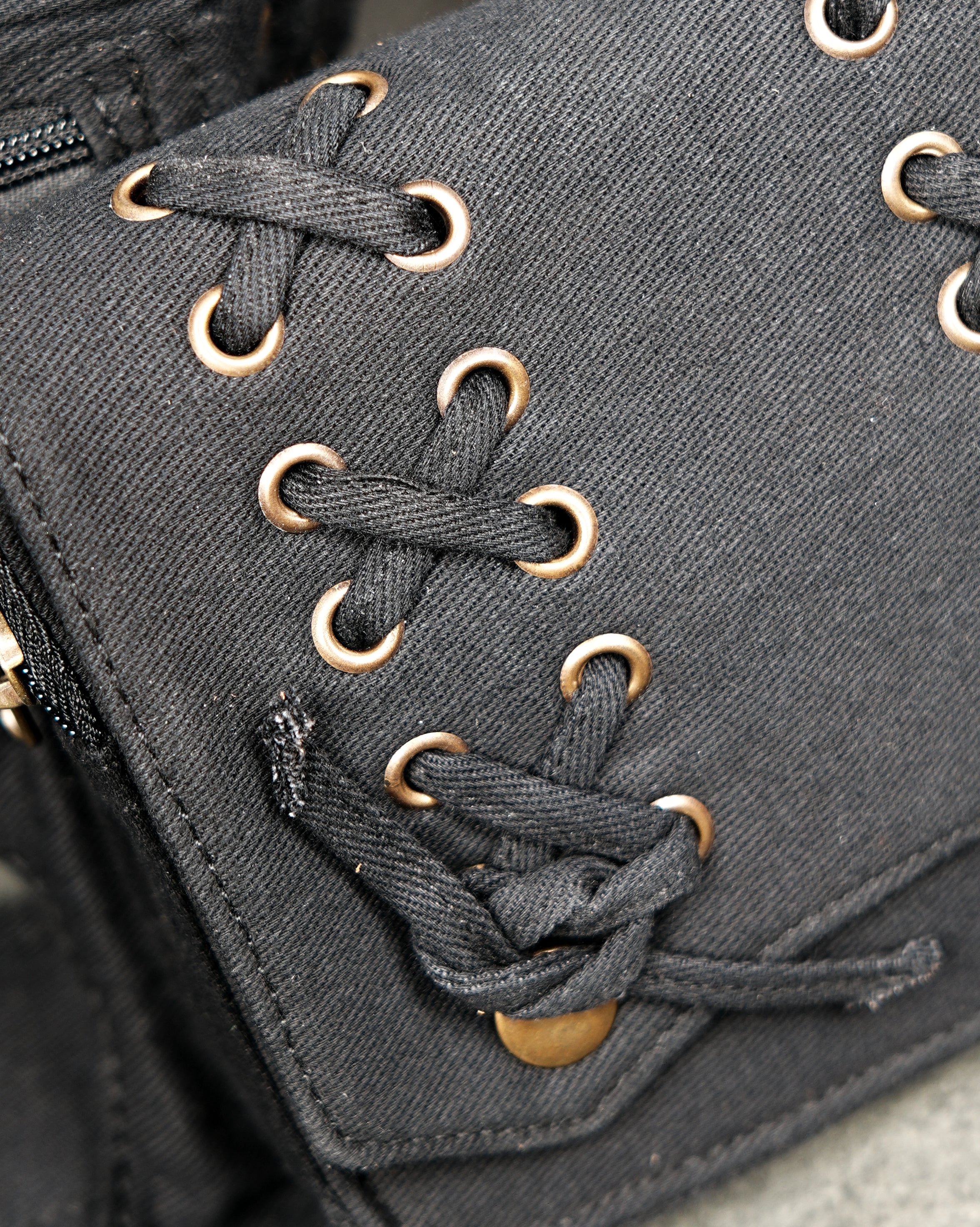 Black cotton belt bag with two front pockets