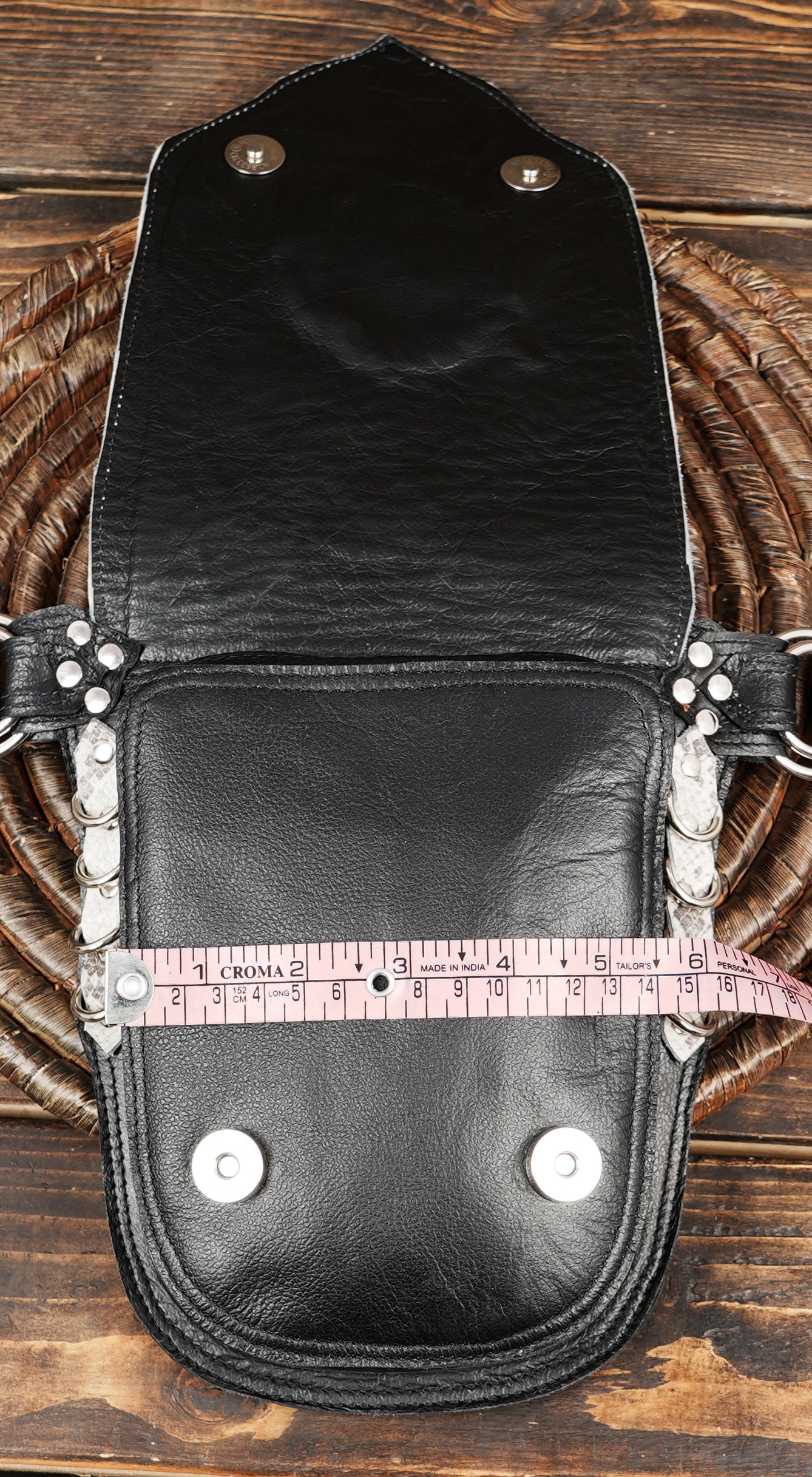 Adjustable Leather Waist Belt with Geometric Detailing