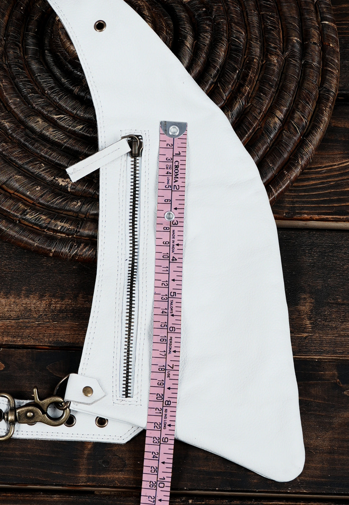 Stylish white leather chest holster bag