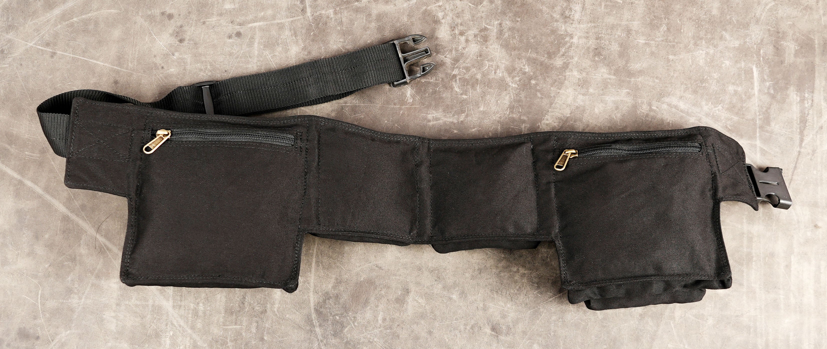 Black cotton hip belt for hiking, travel and everyday use