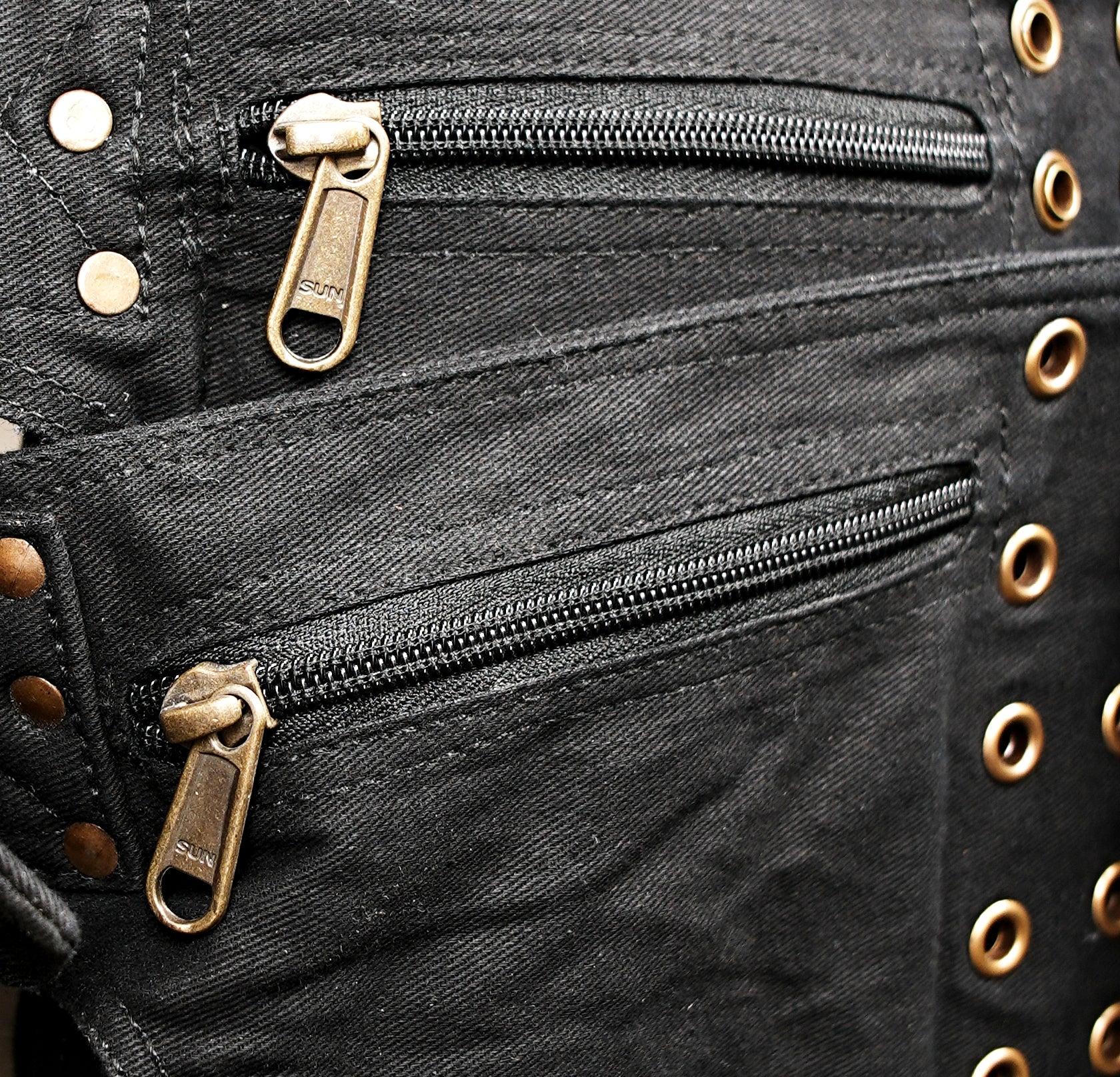 Black Steampunk Utility Belt with Pockets and Grommet Details & Multi-Pocket Festival Hip Bag