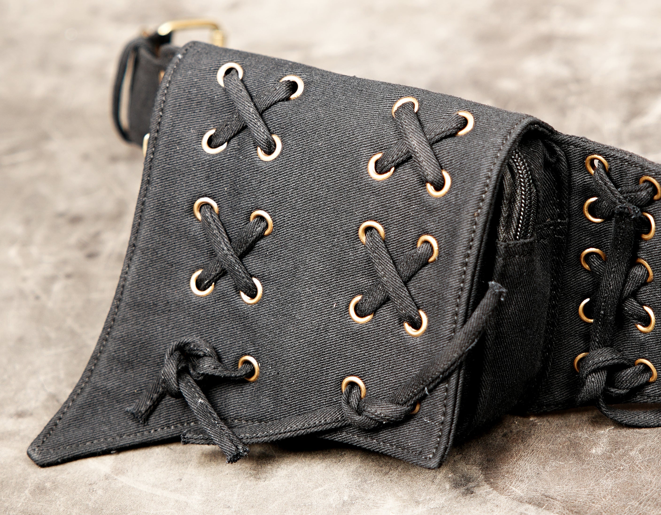 Black festival hip belt with utility pouches