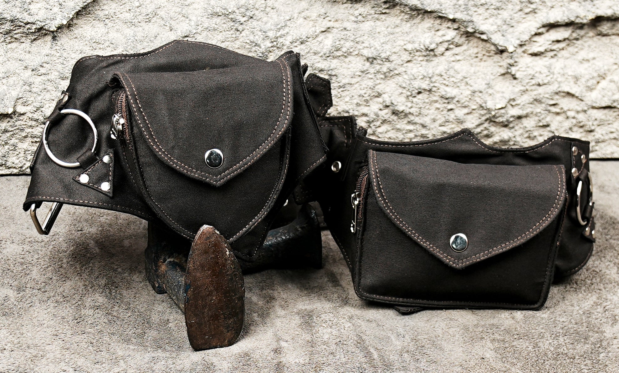 Bohemian utility belt with silver buckle and pouch