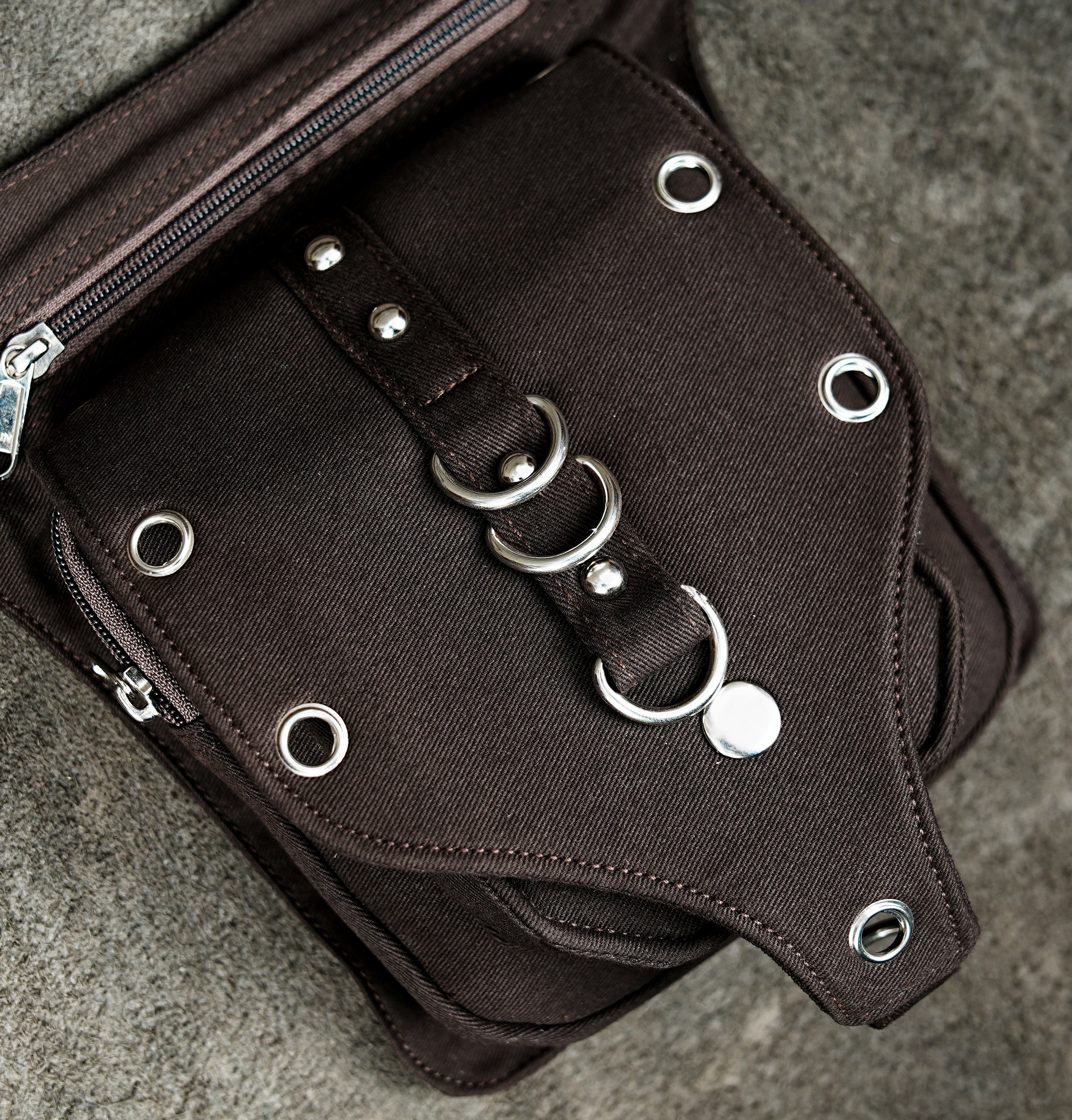Cotton travel belt pouch with multiple storage pockets