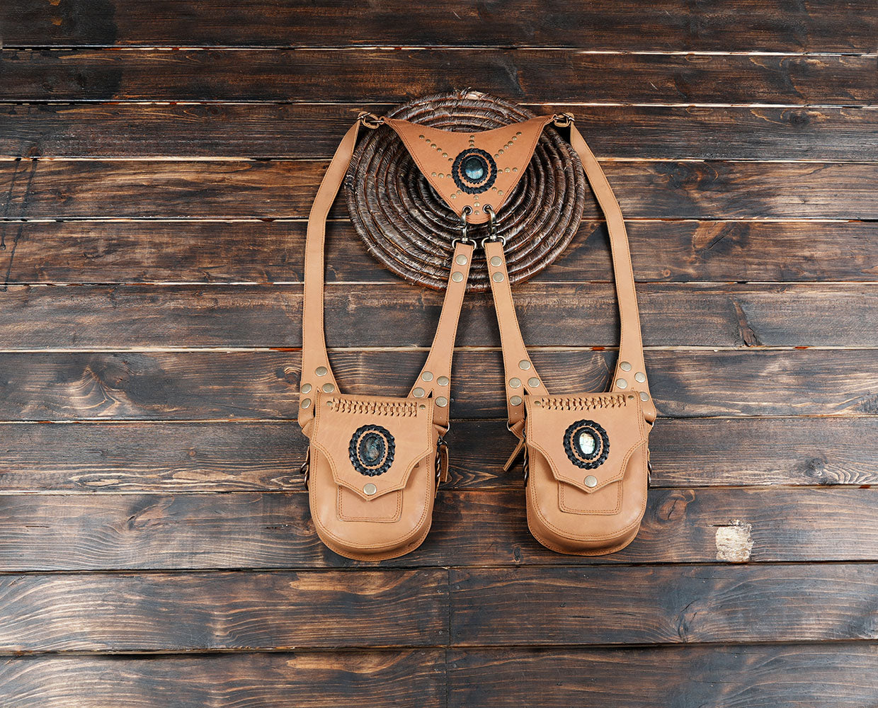 Buy Leather Handmade Holster || Utility Leather Holster Belt || Shoulder Bag || Adjustable Straps with light brown color 